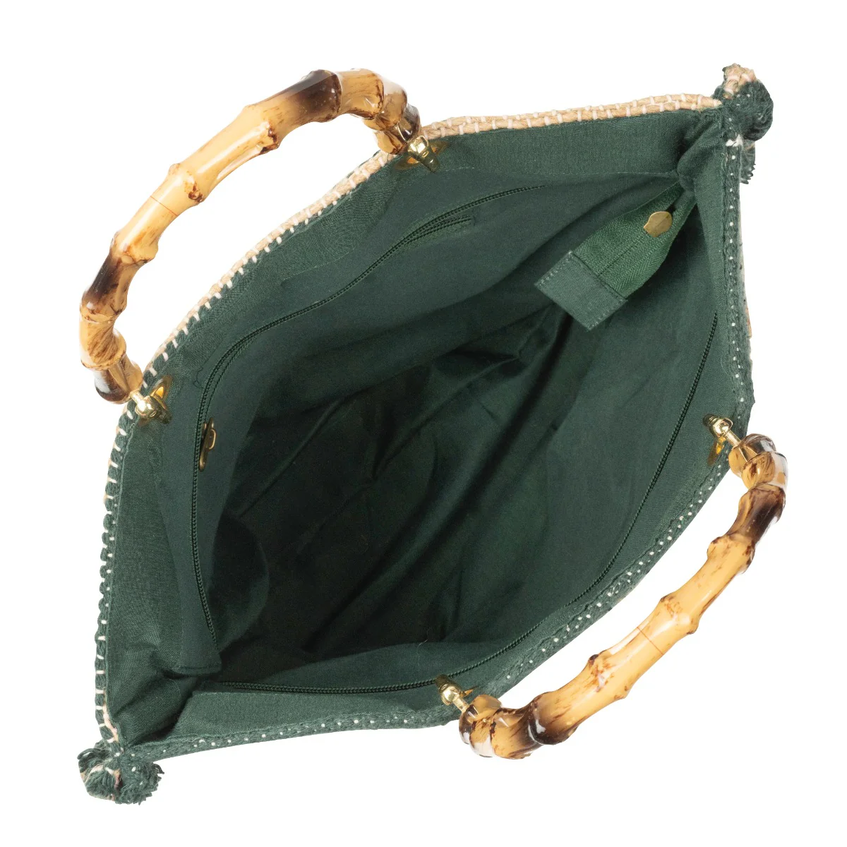 Napoli Olive Stripe Jute Bag - Image 6