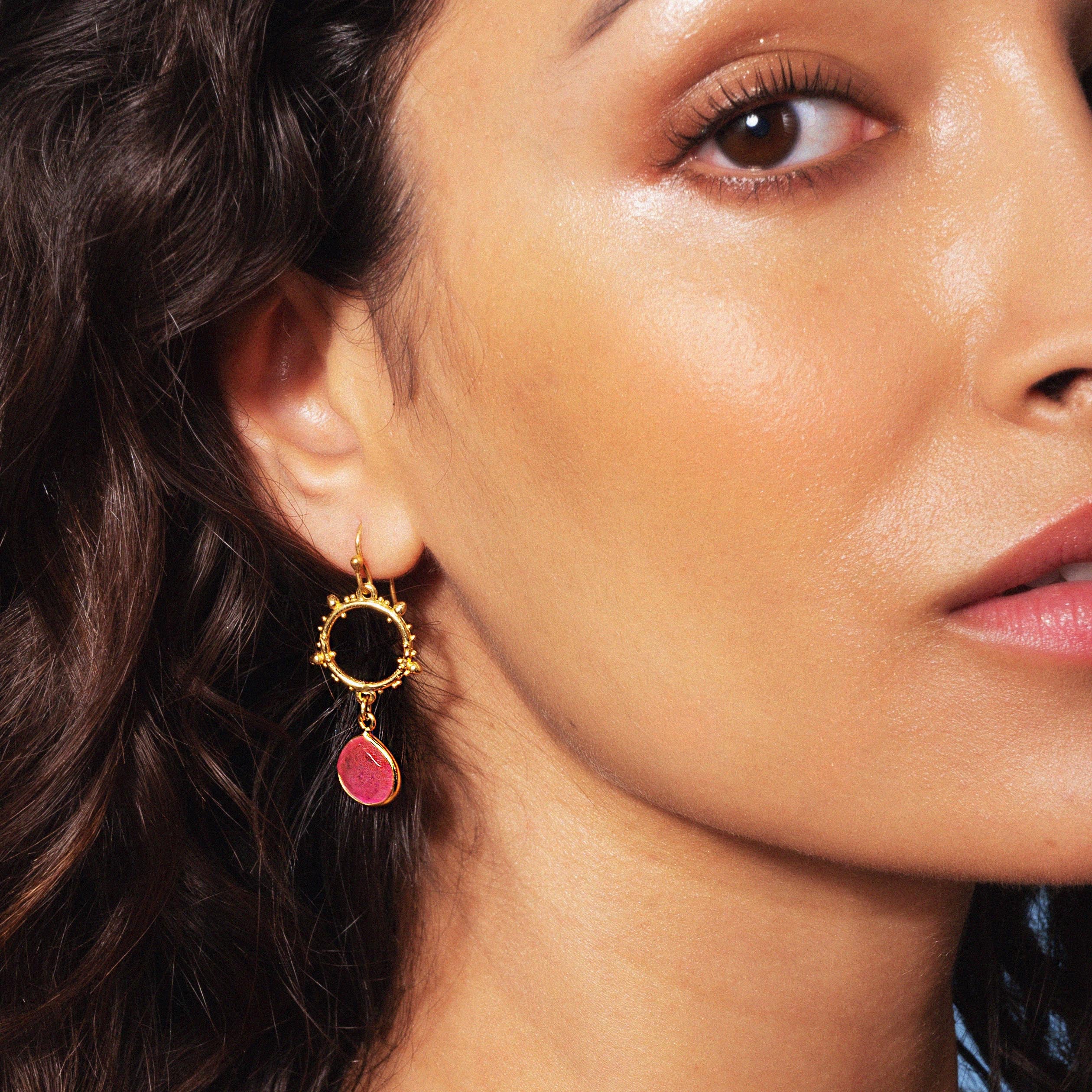 Allegra Pink Jade Earrings - Image 2
