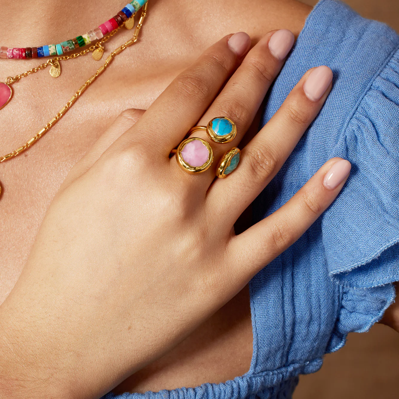 Amelie Ring Aqua & Pink - Image 4