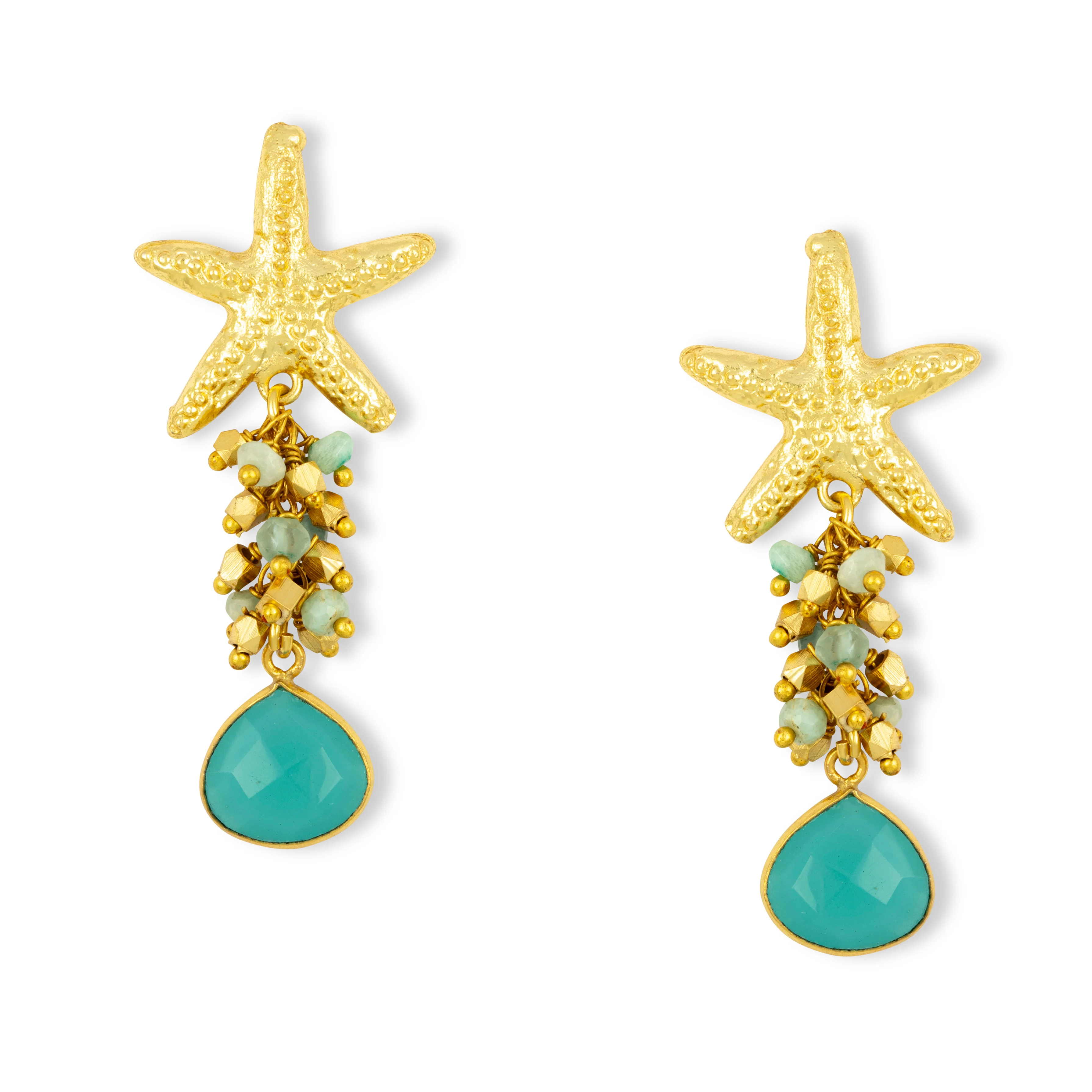 Andrea Starfish and Aqua Gemstone Earrings