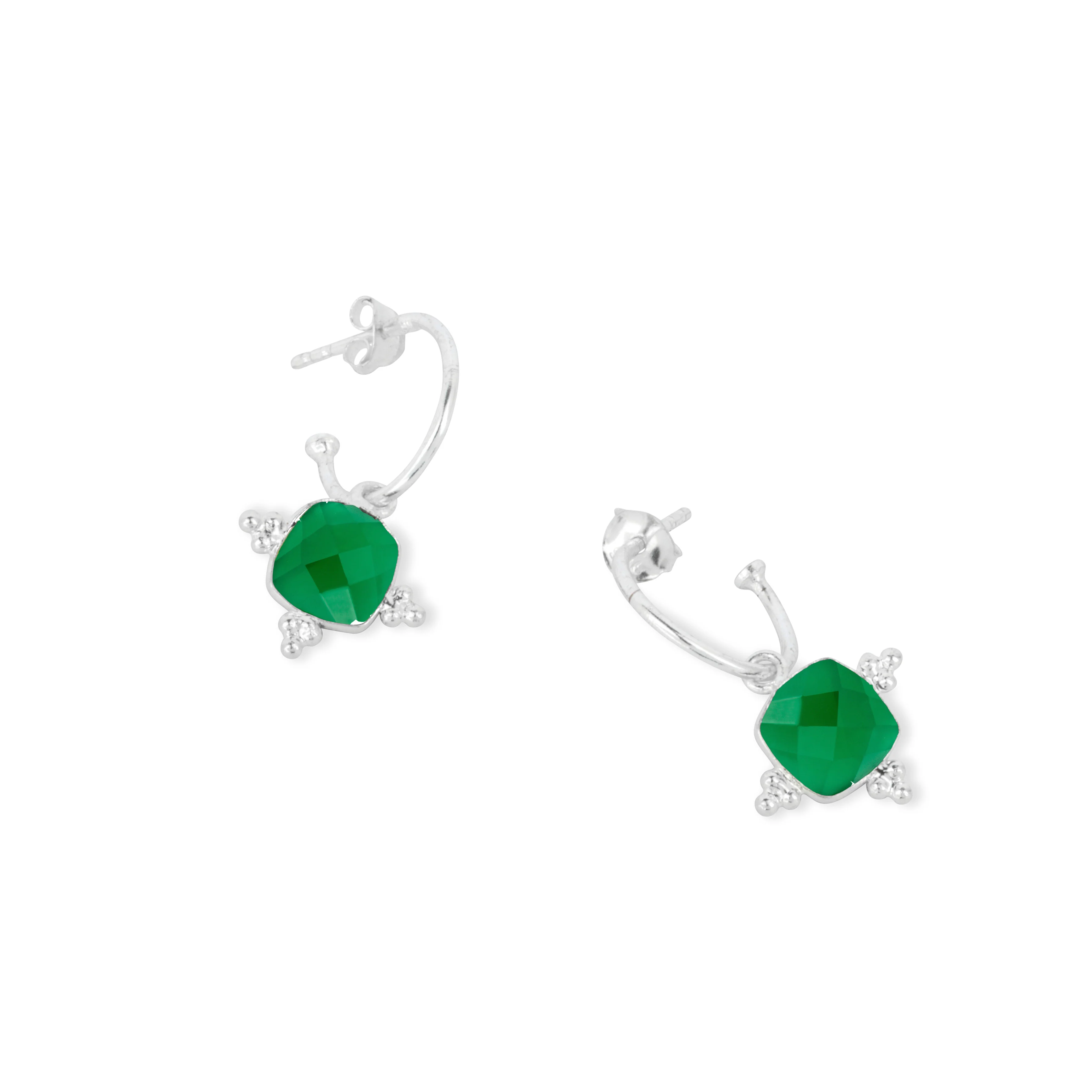 Asia Silver Green Onyx Earrings