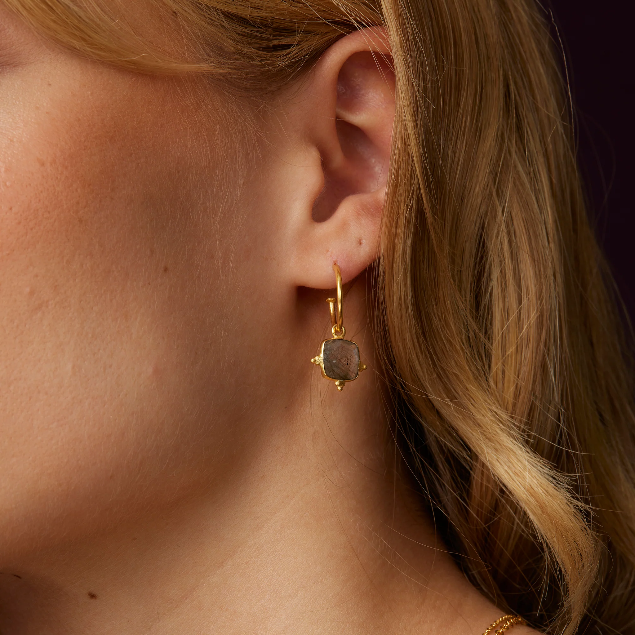 Asia Labradorite Hoop Earrings - Image 5
