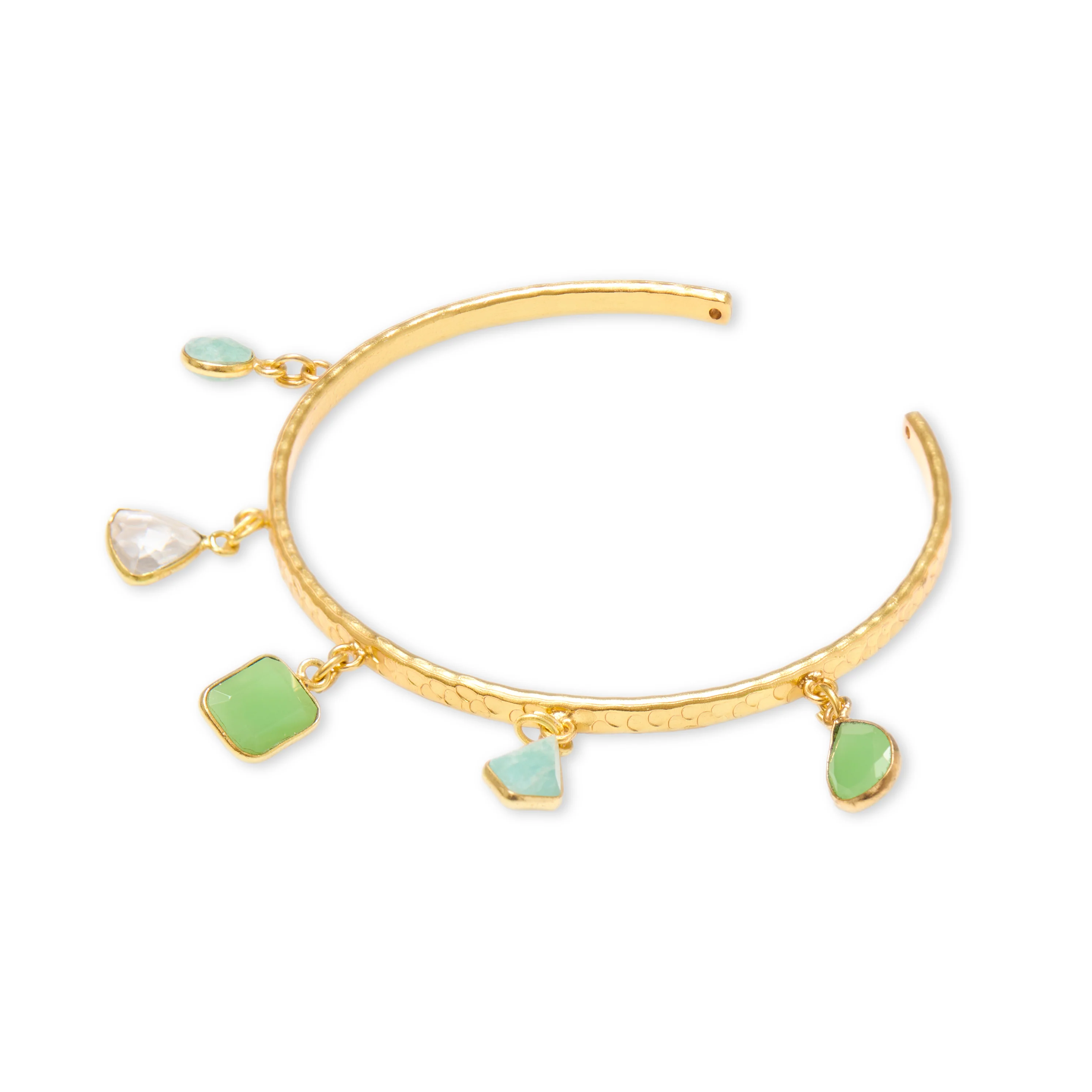 Aubrey Green Gemstone Charm Bangle