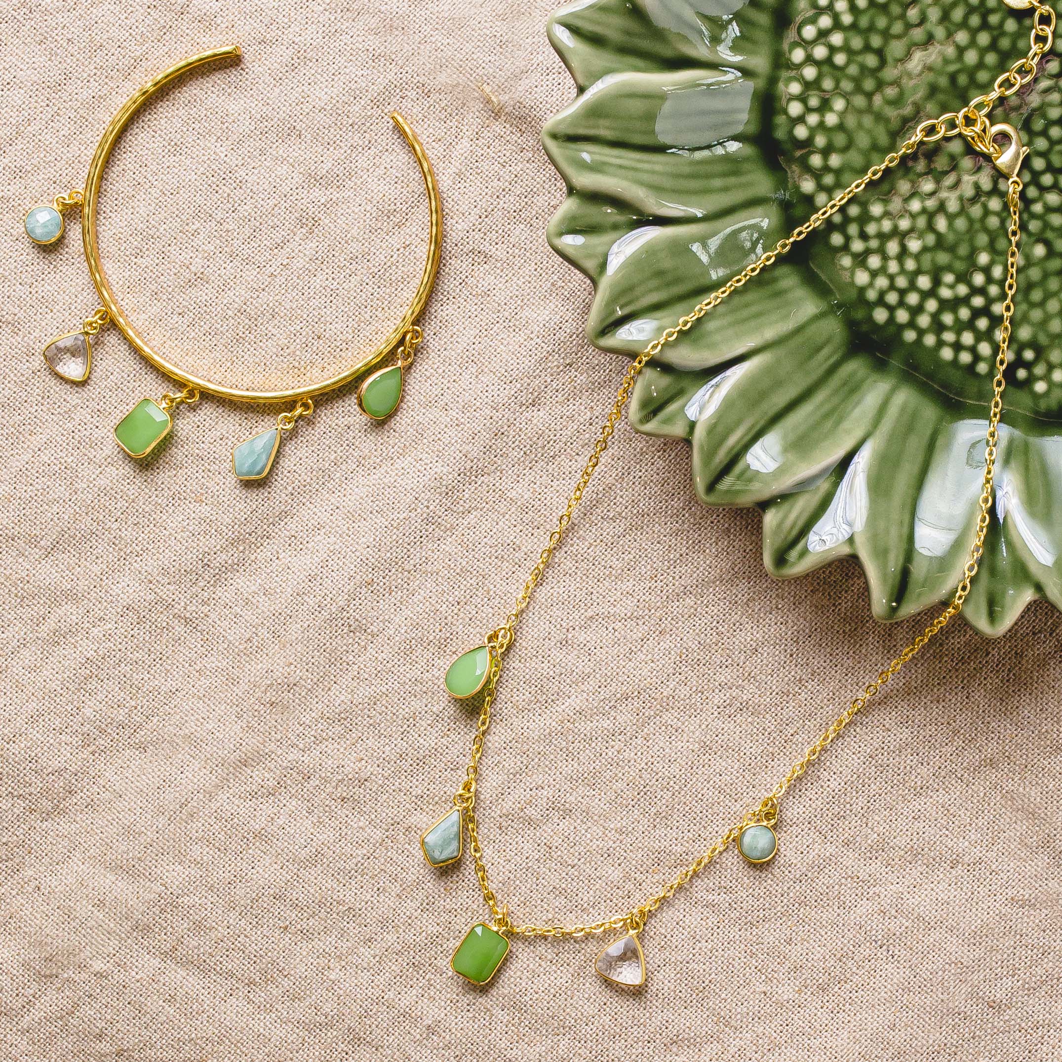 Aubrey Green Gemstone Charm Bangle - Image 3