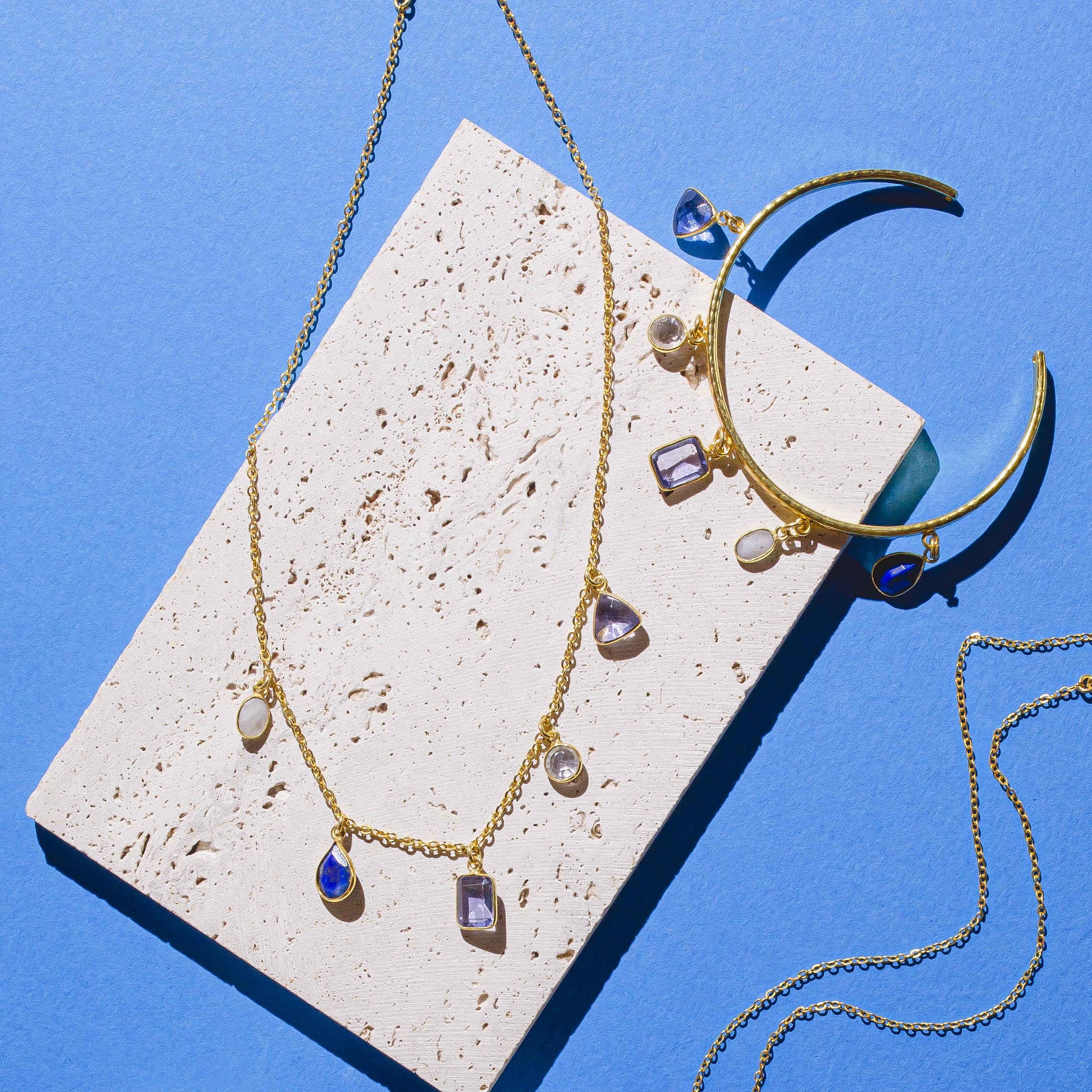 Aubrey Navy Gemstone Charm Bangle - Image 3