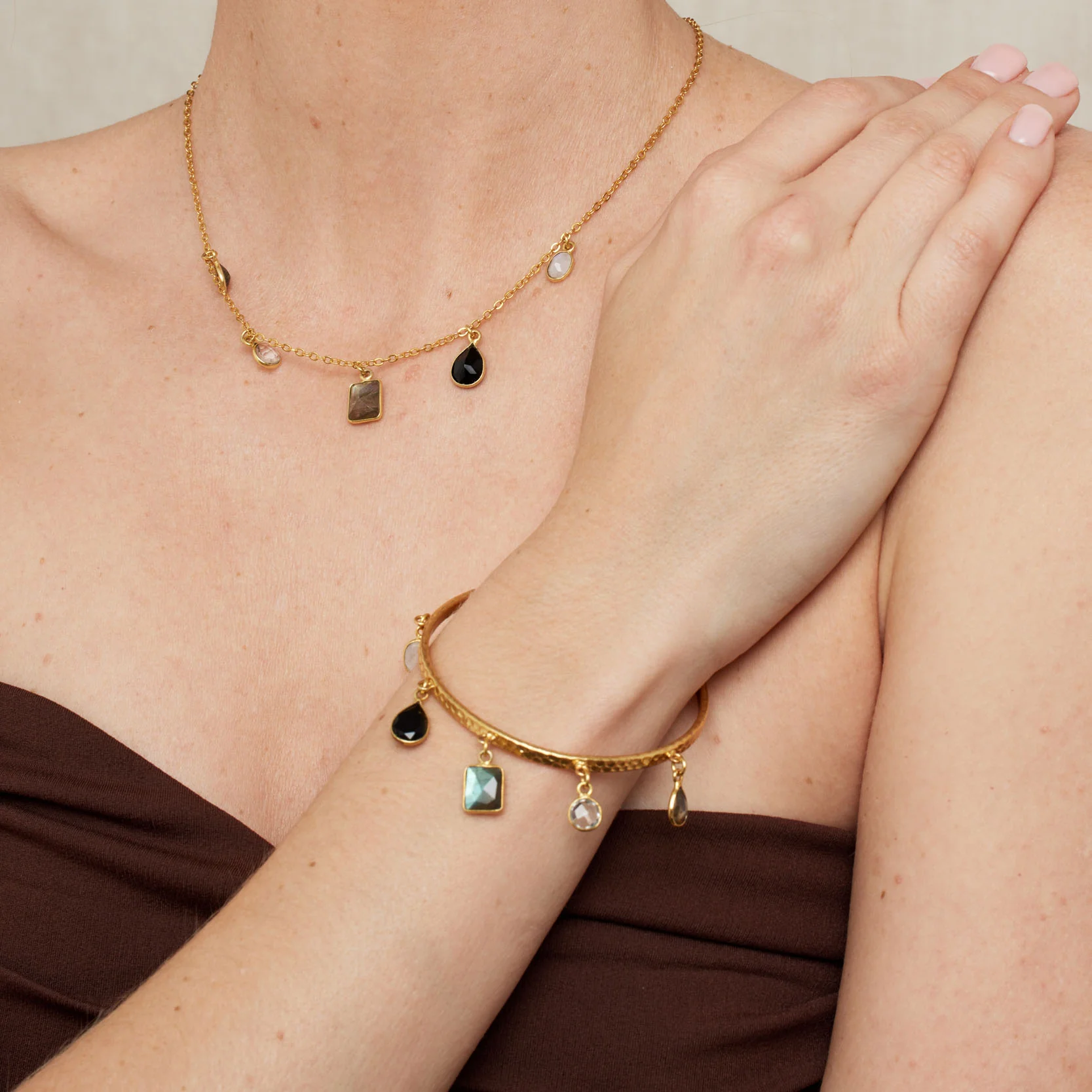 Aubrey Charm Black & Grey Bangle - Image 3