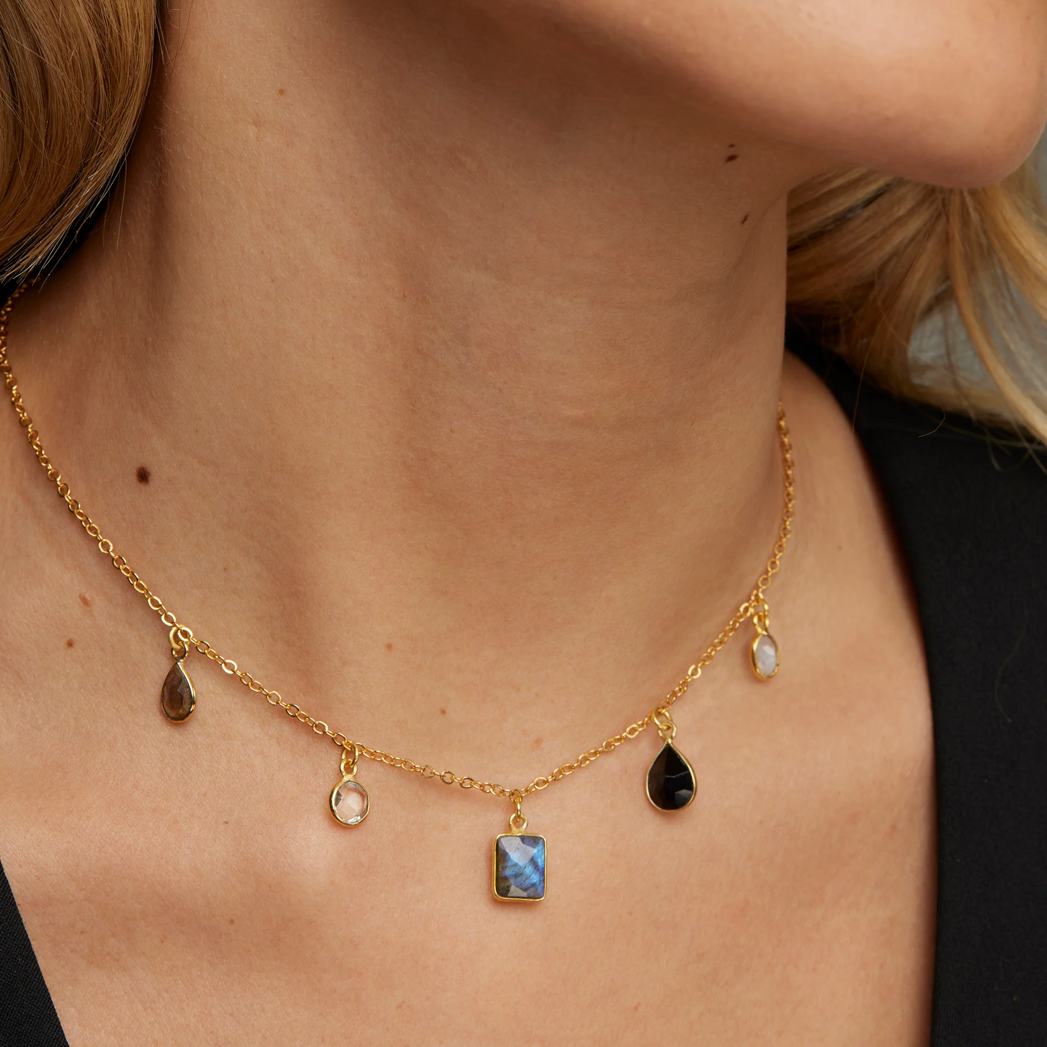 Aubrey Black & Grey Charm Necklace - Image 2