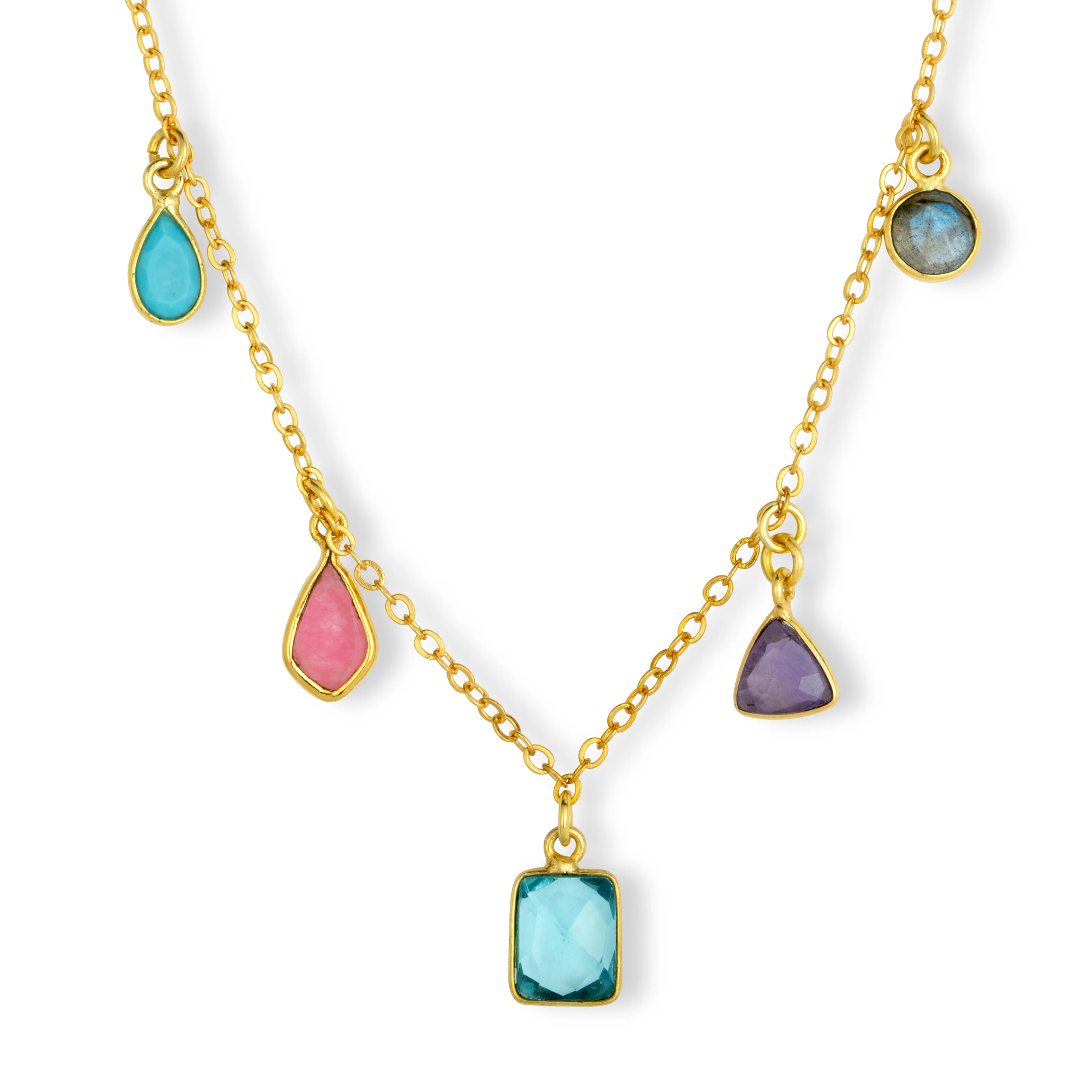 Aubrey Pink & Blue Charm Necklace