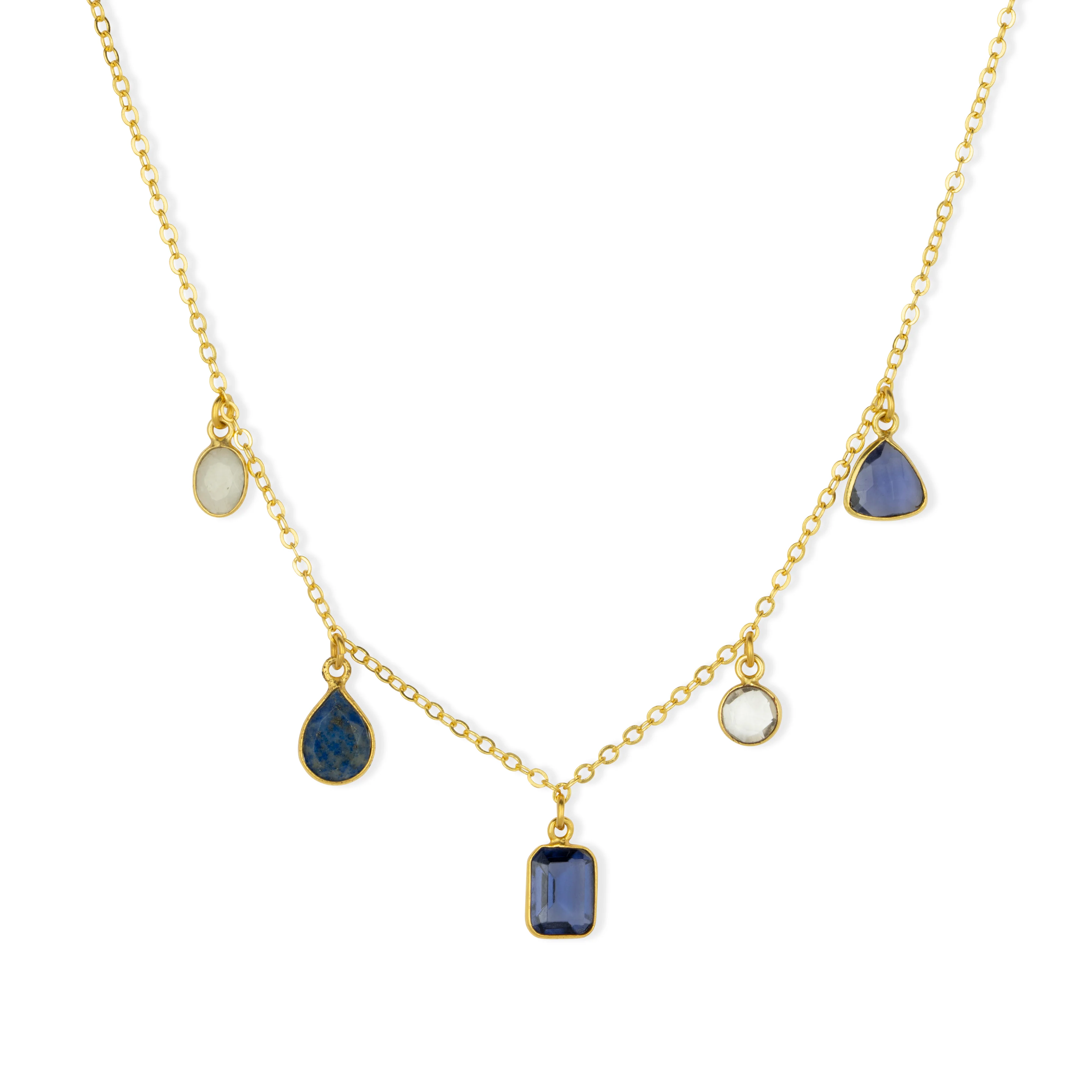 Aubrey Navy Gemstone Charm Necklace