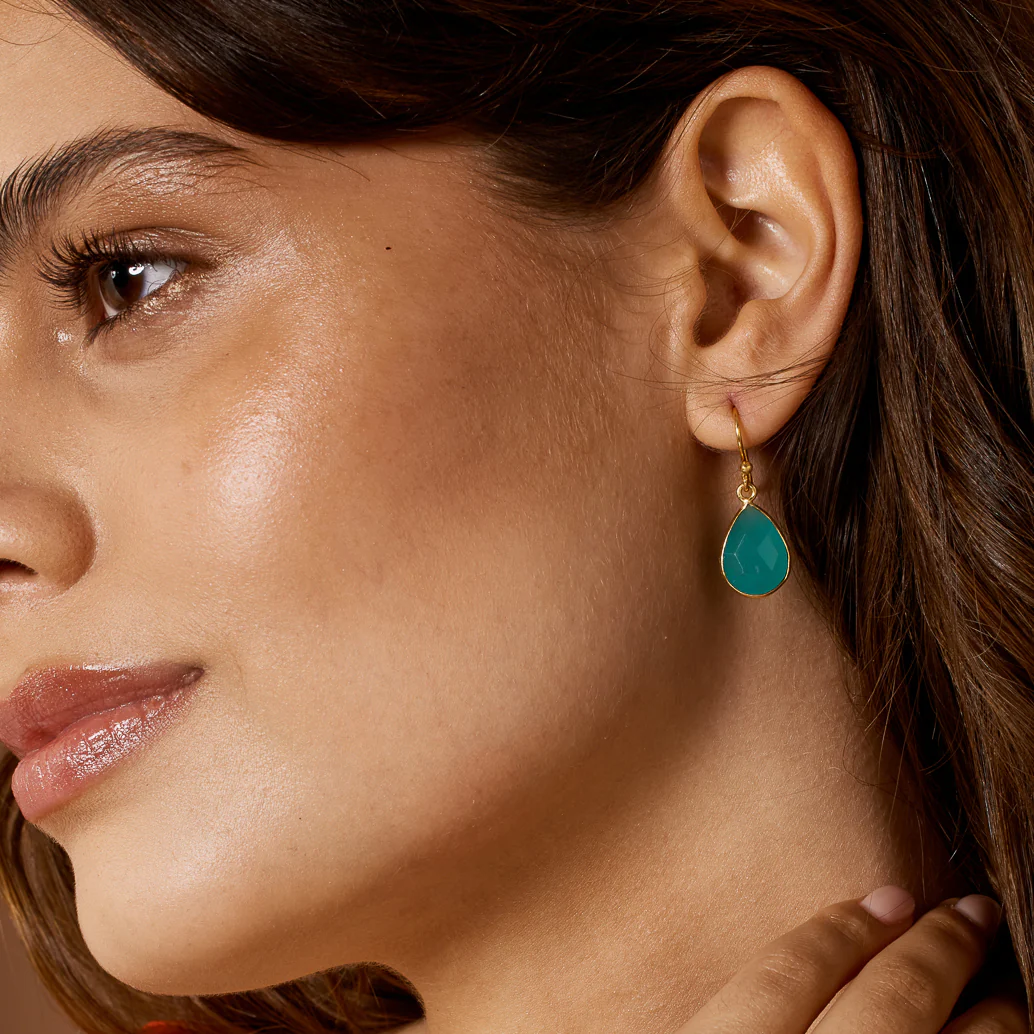 Ava Aqua Chalcedony Earrings - Image 2