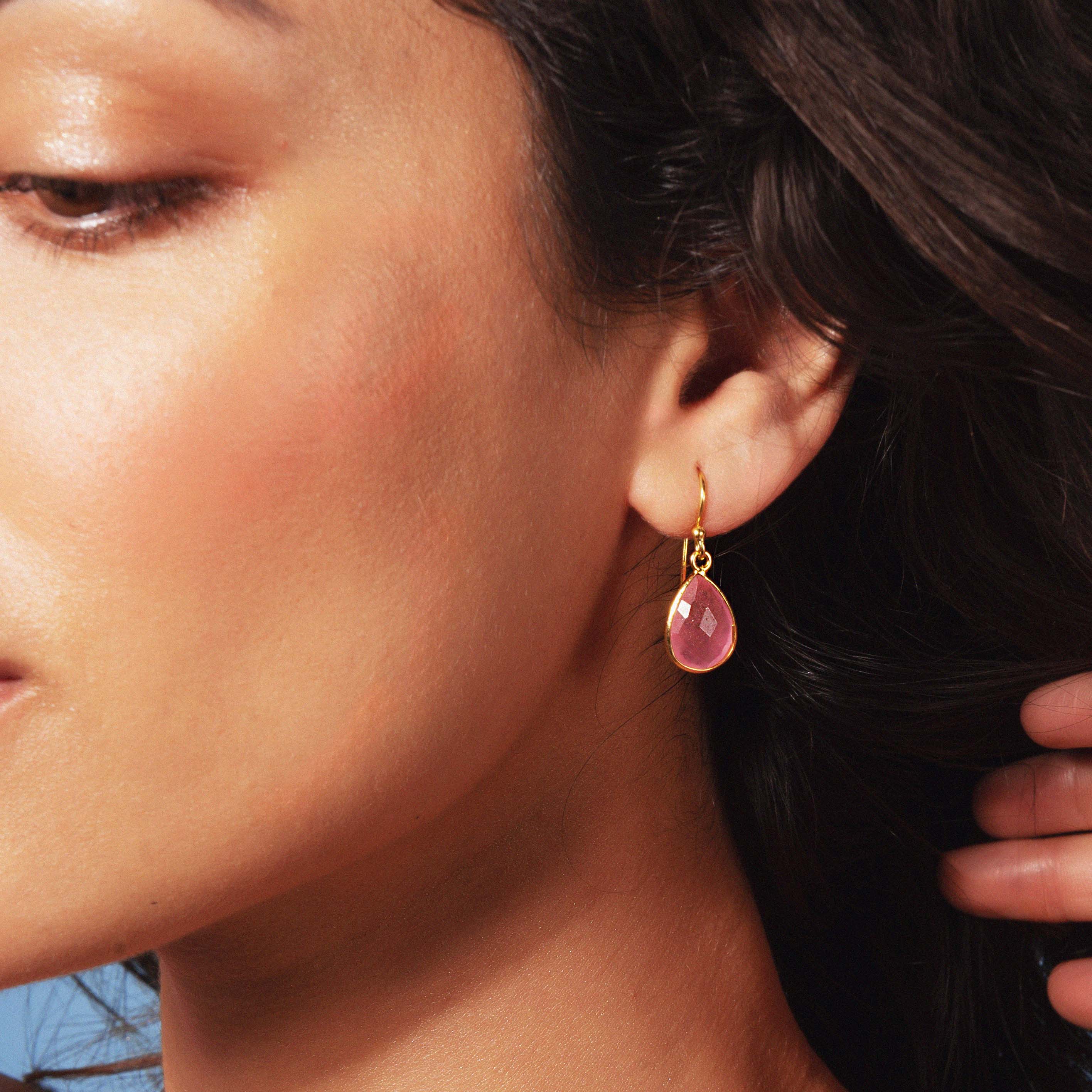 Ava Pink Jade Earrings - Image 2