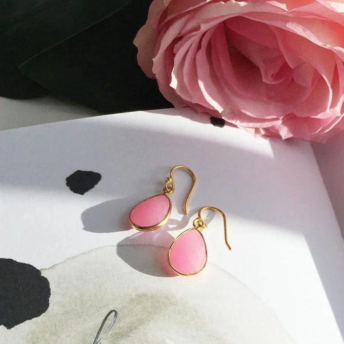 Ava Pink Jade Earrings - Image 3
