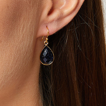 Ava Navy Sunstone Earrings - Image 3