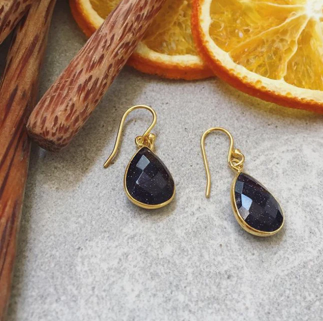 Ava Navy Sunstone Earrings - Image 5