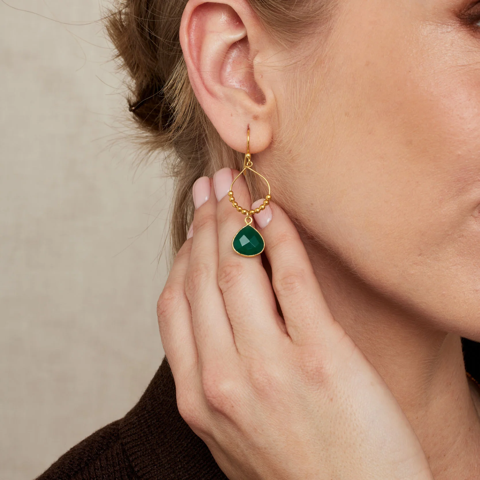 Bay Reef Dark Green Onyx Earrings - Image 2