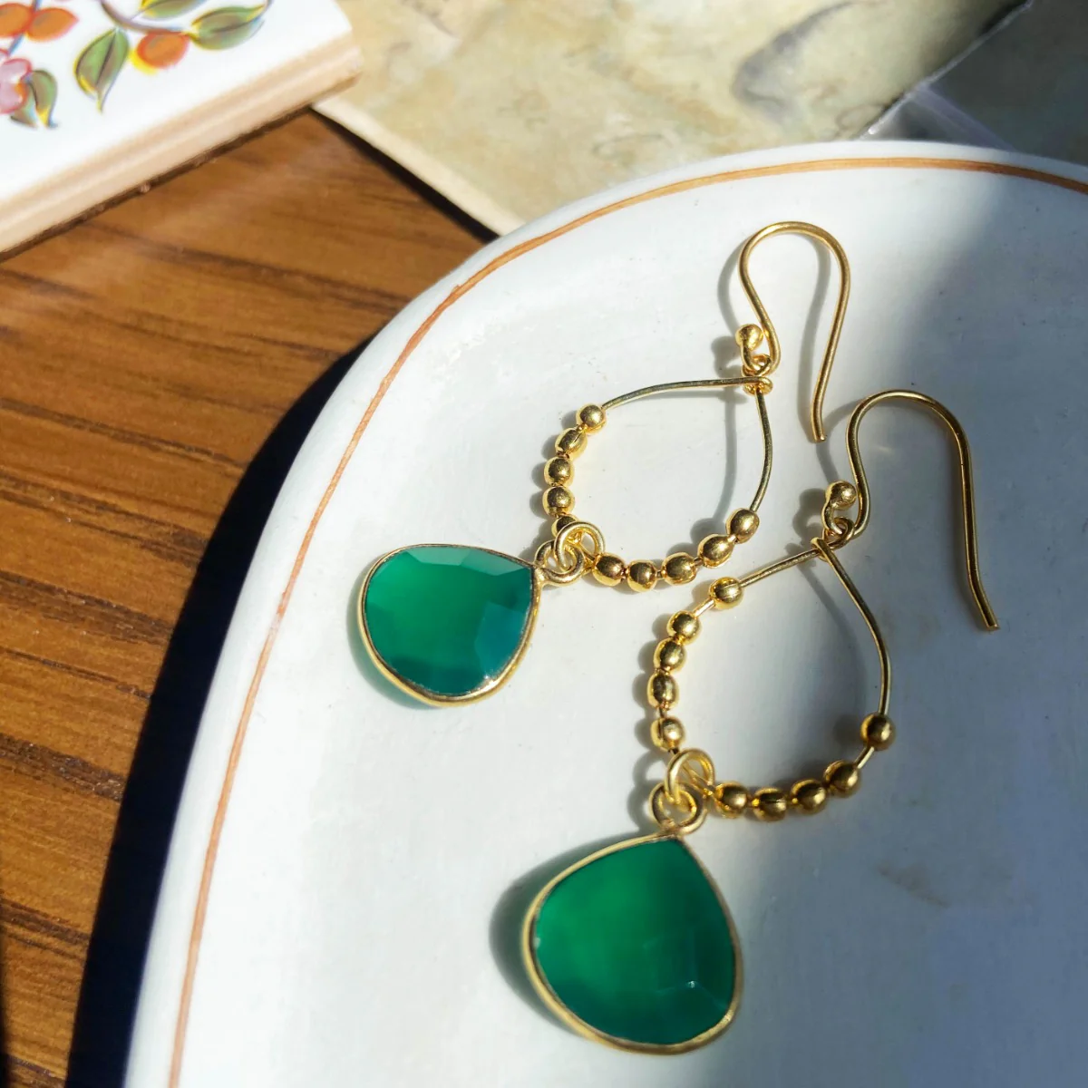 Bay Reef Dark Green Onyx Earrings - Image 3