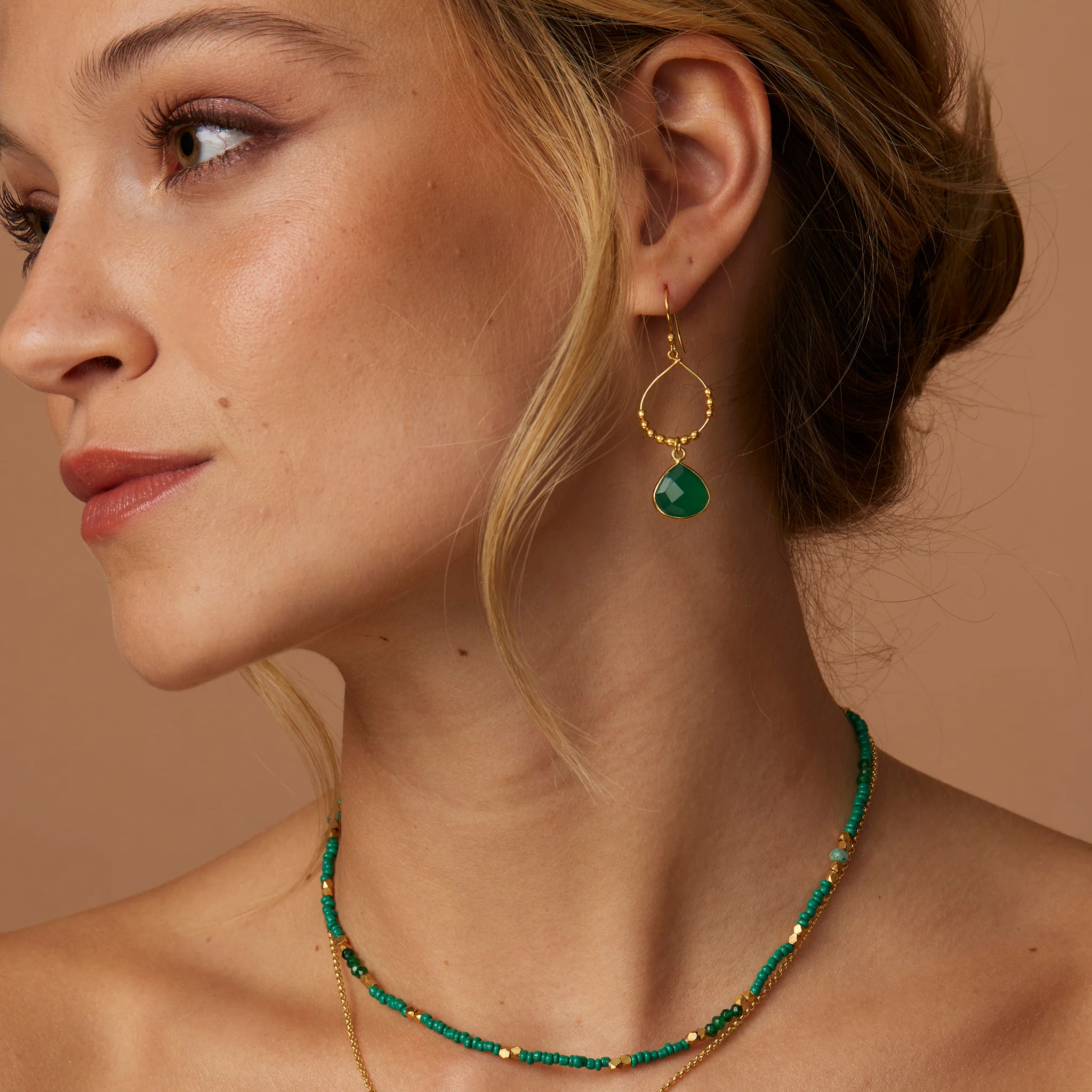 Bay Reef Dark Green Onyx Earrings - Image 4