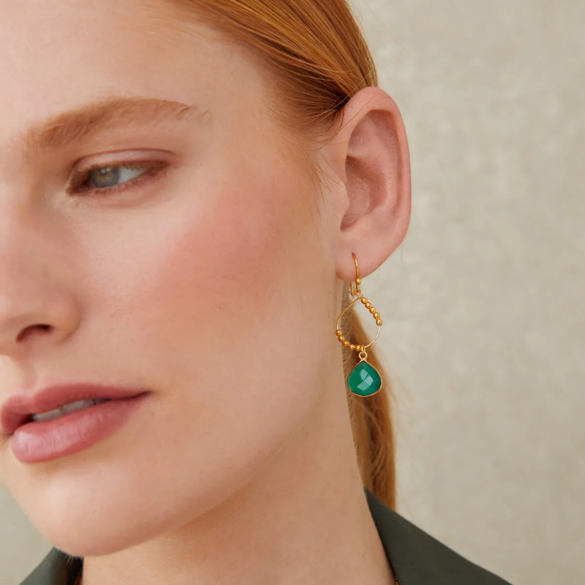 Bay Reef Dark Green Onyx Earrings - Image 5