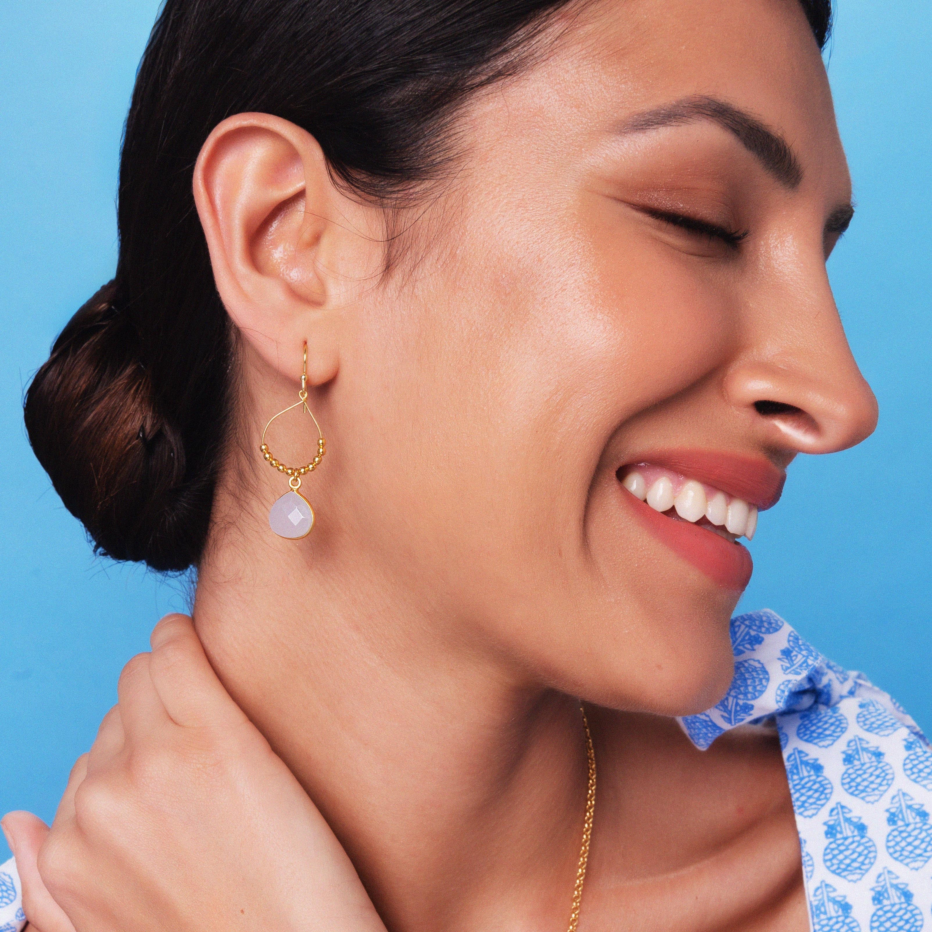 Bay Reef White Chalcedony Earrings - Image 2