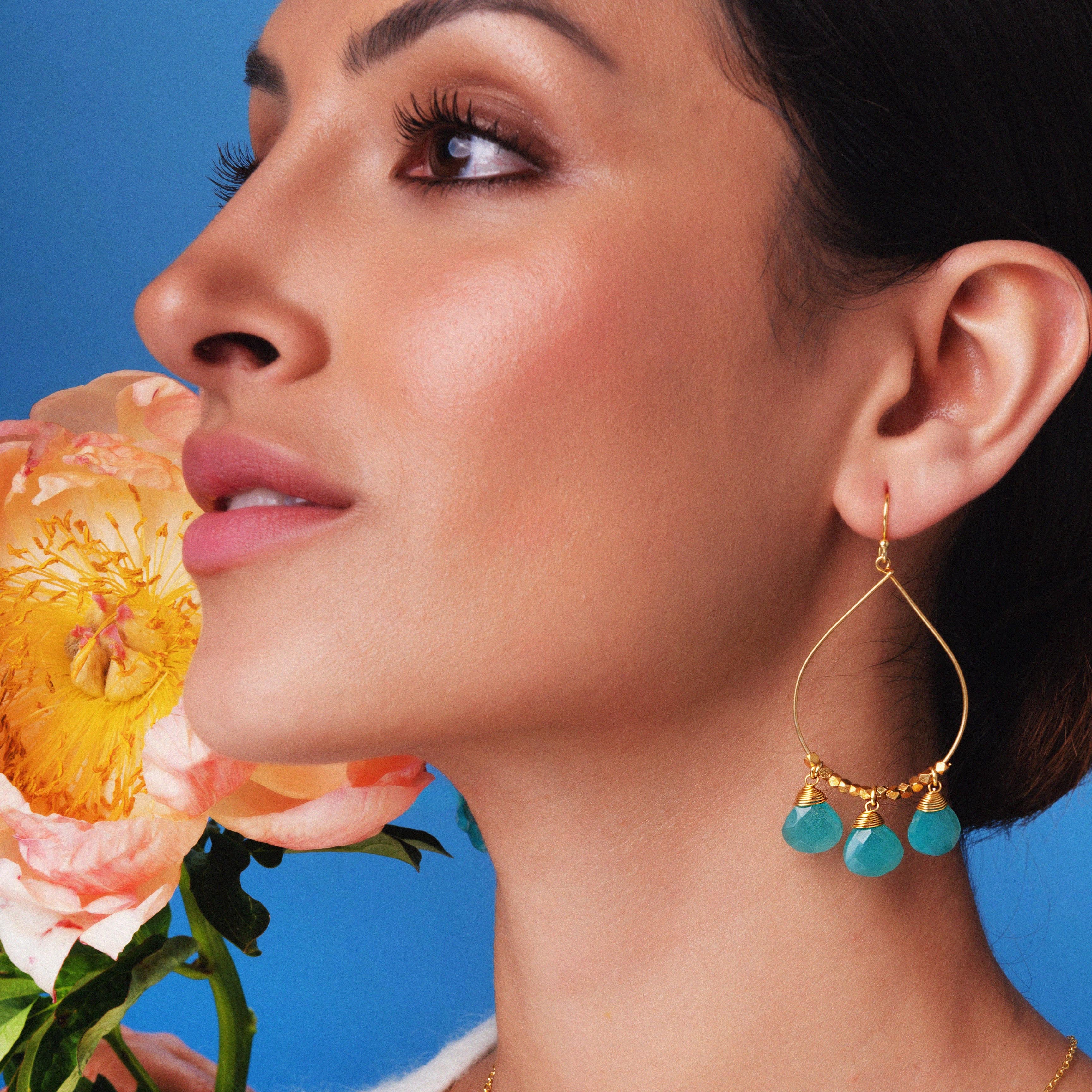 Bella Aqua Chalcedony Earrings - Image 2