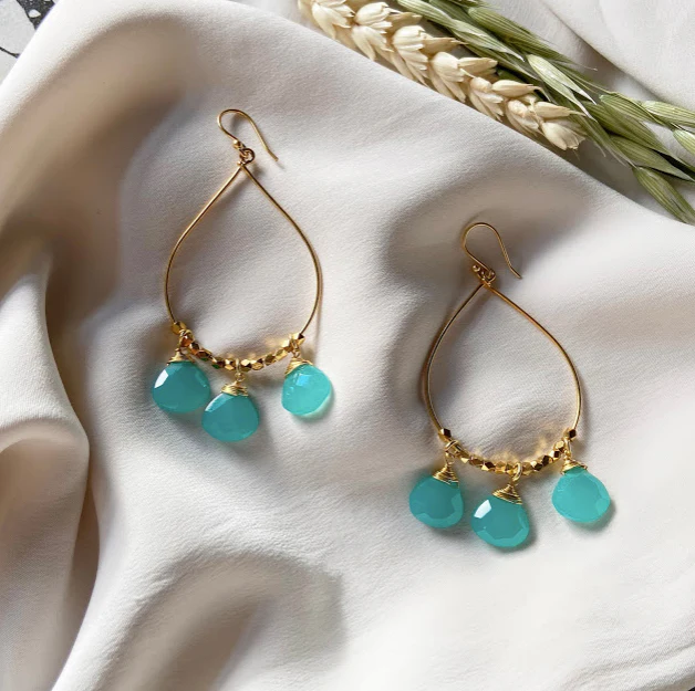 Bella Aqua Chalcedony Earrings - Image 3