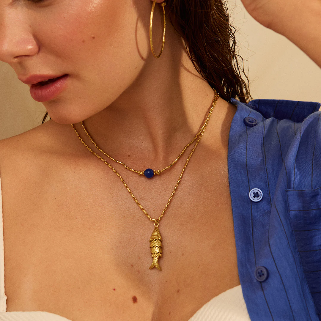 Playa Gold Fish Pendant Necklace - Image 2