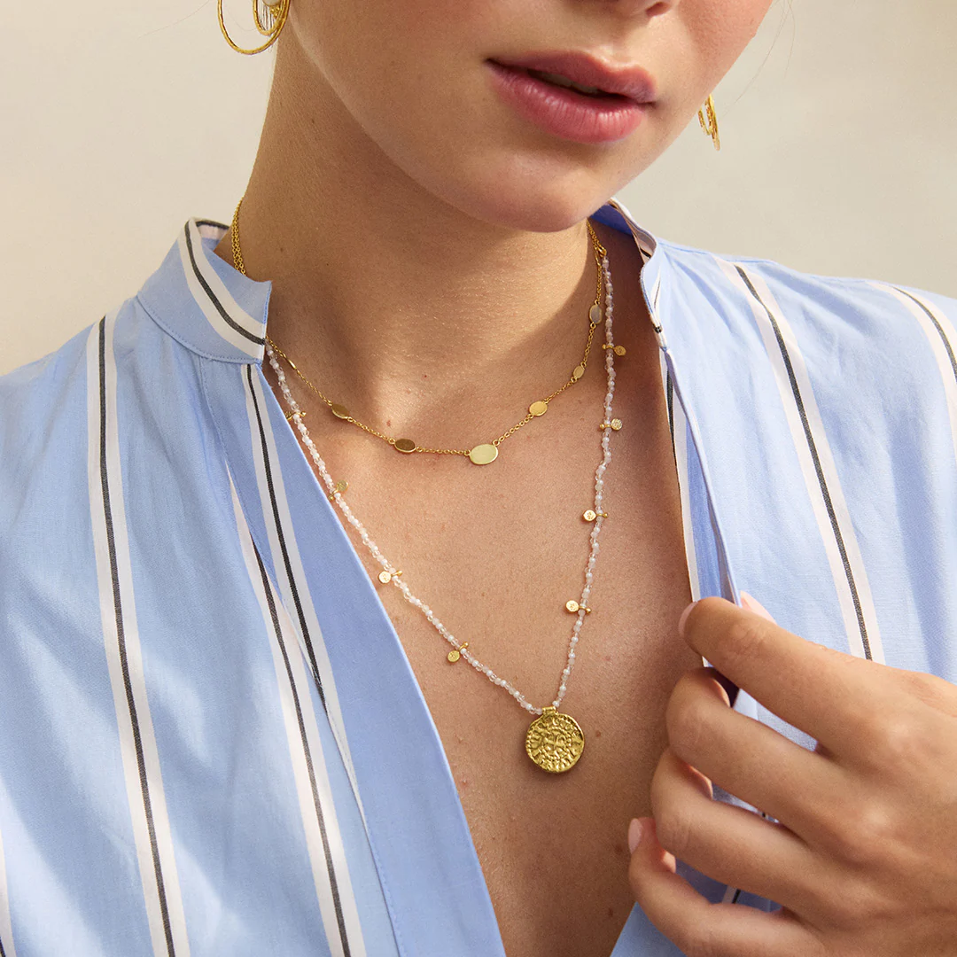 Bondi Beaded Coin Necklace White - Image 2