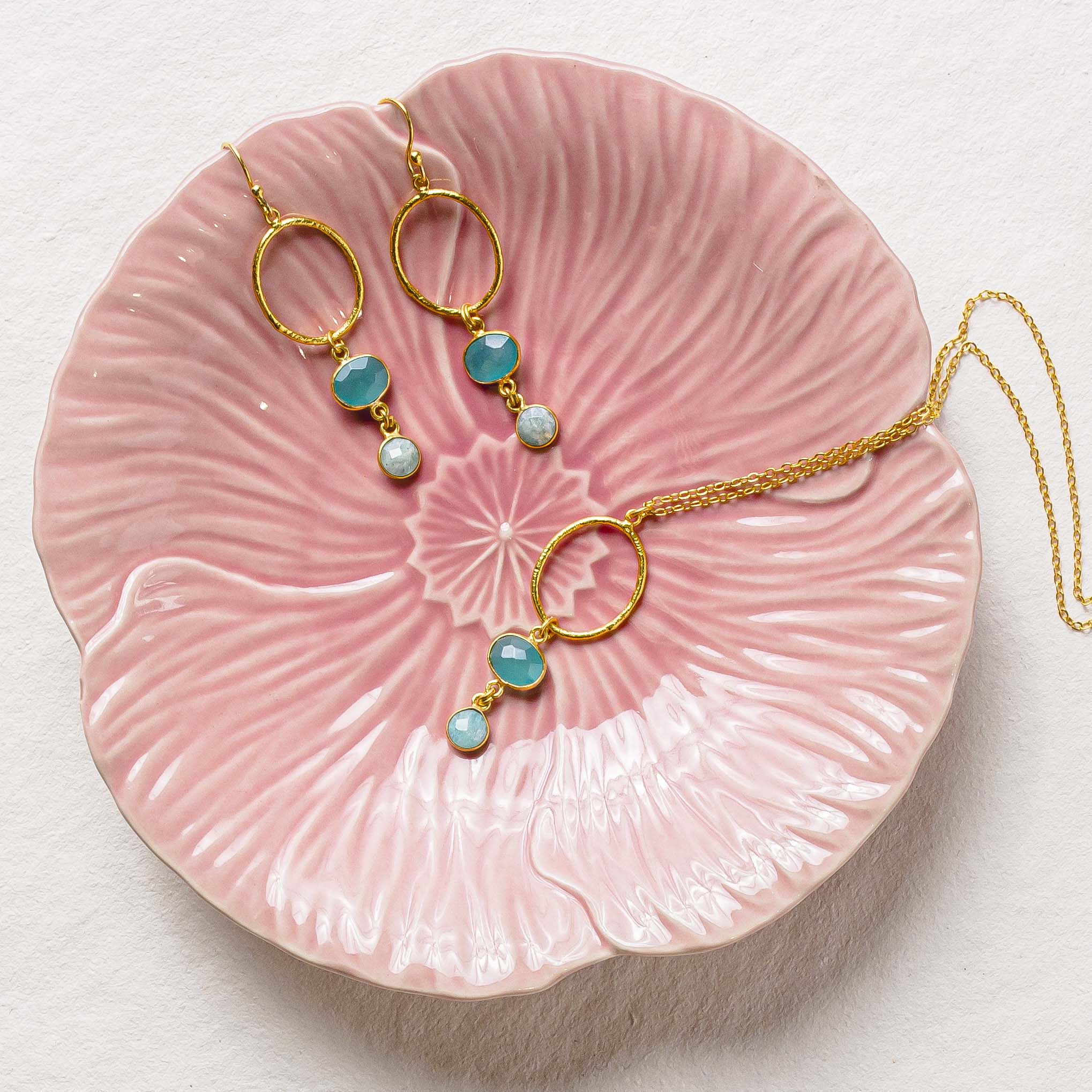 Cadiz Gemstone Hoop Earrings Aqua - Image 4