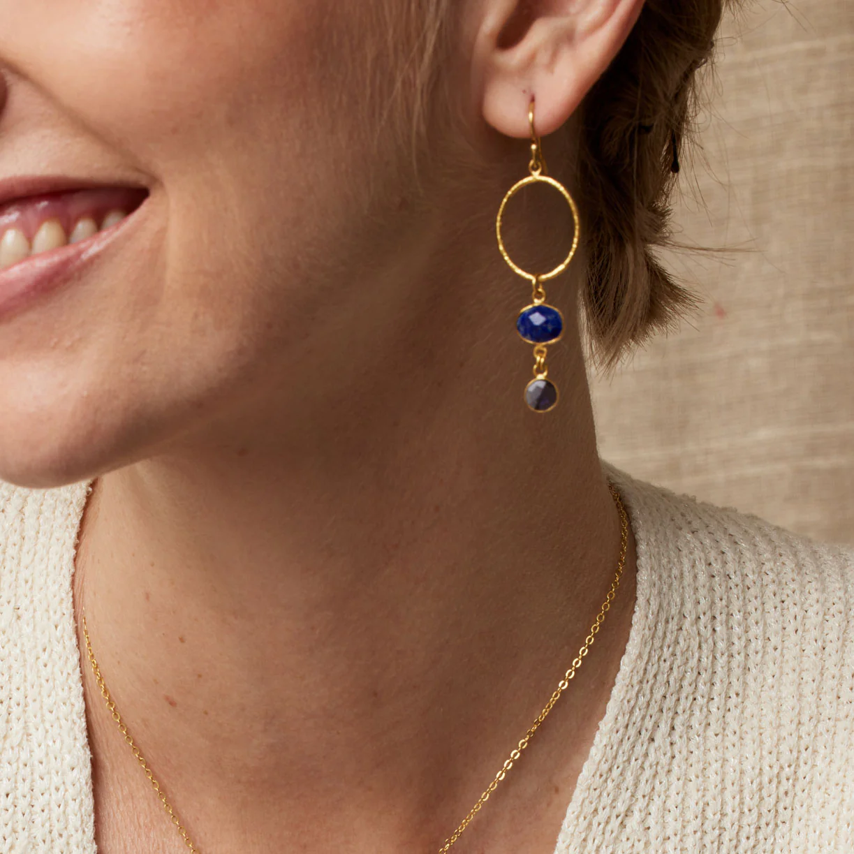 Cadiz Navy Gemstone Earrings - Image 2