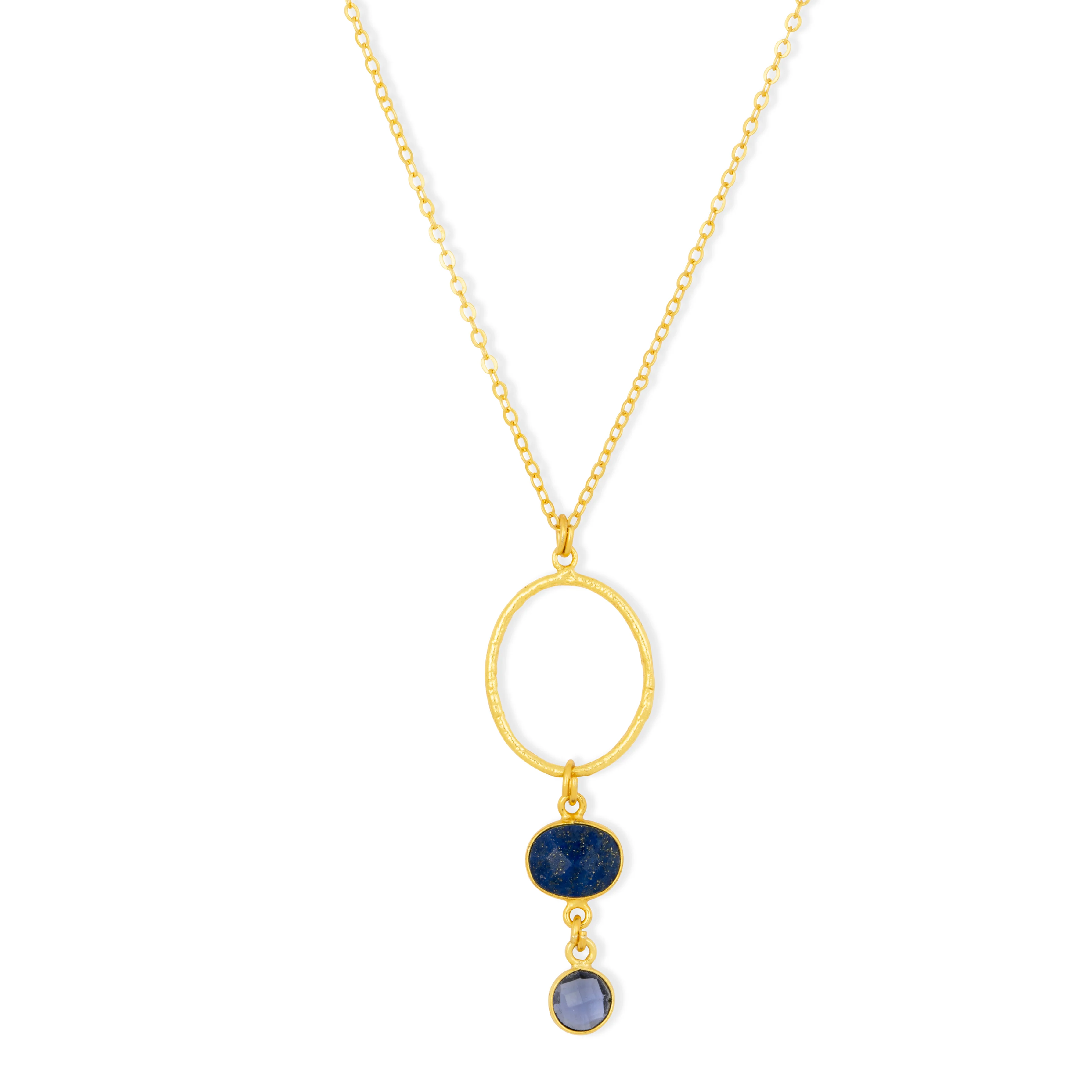 Cadiz Navy Gemstone Hoop Necklace