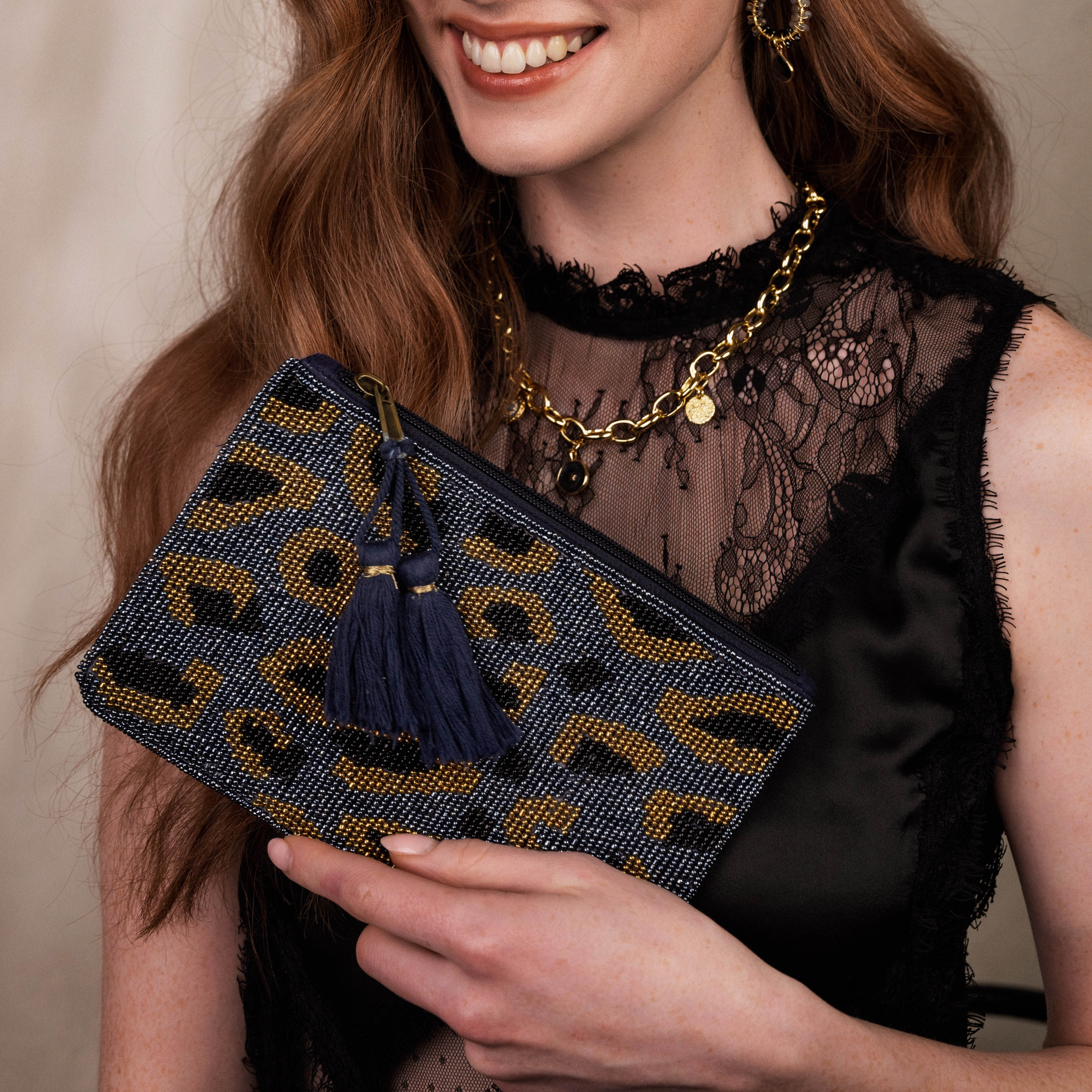 Canyon Blue Beaded Pouch - Image 3