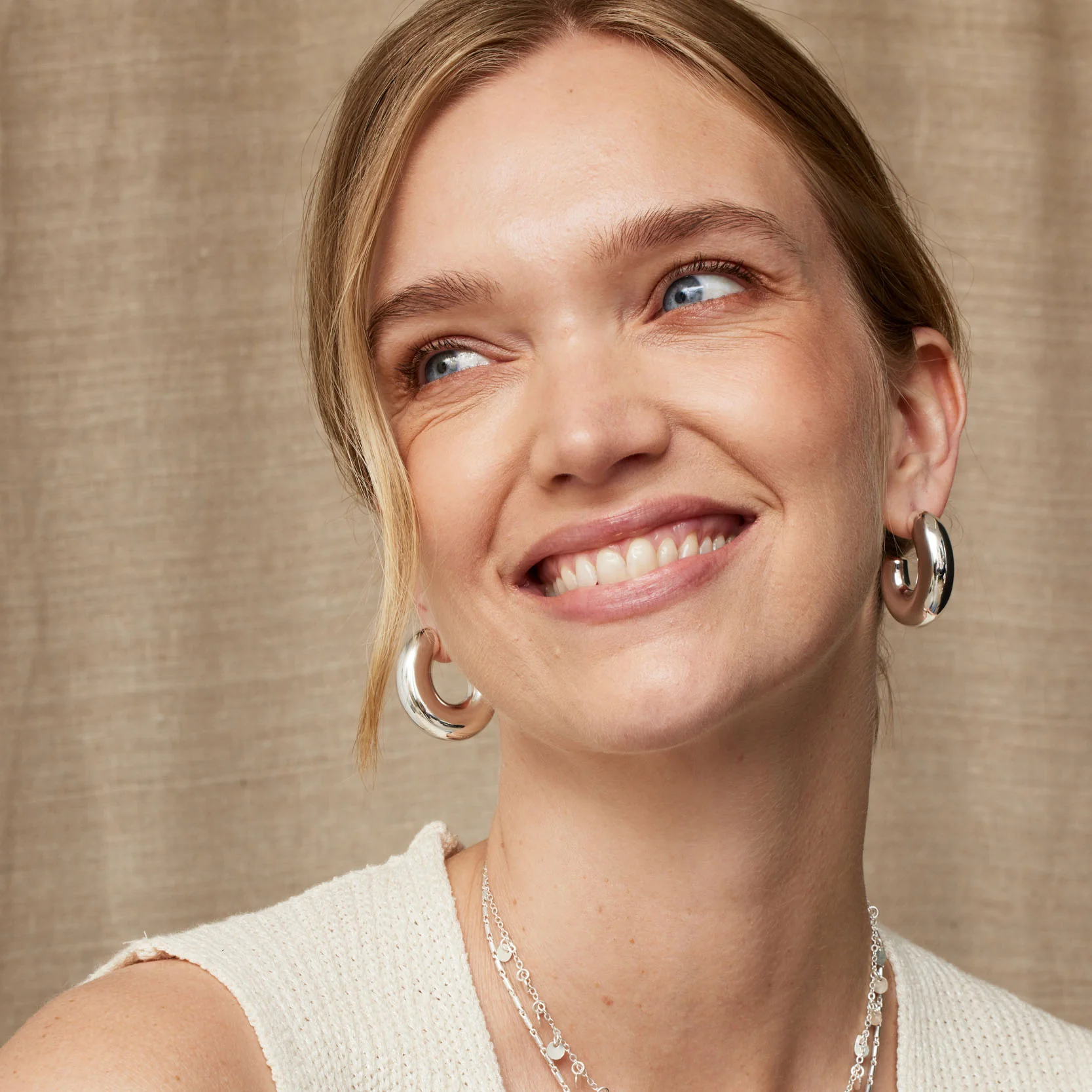 Casey Silver Hoop Earrings - Image 2