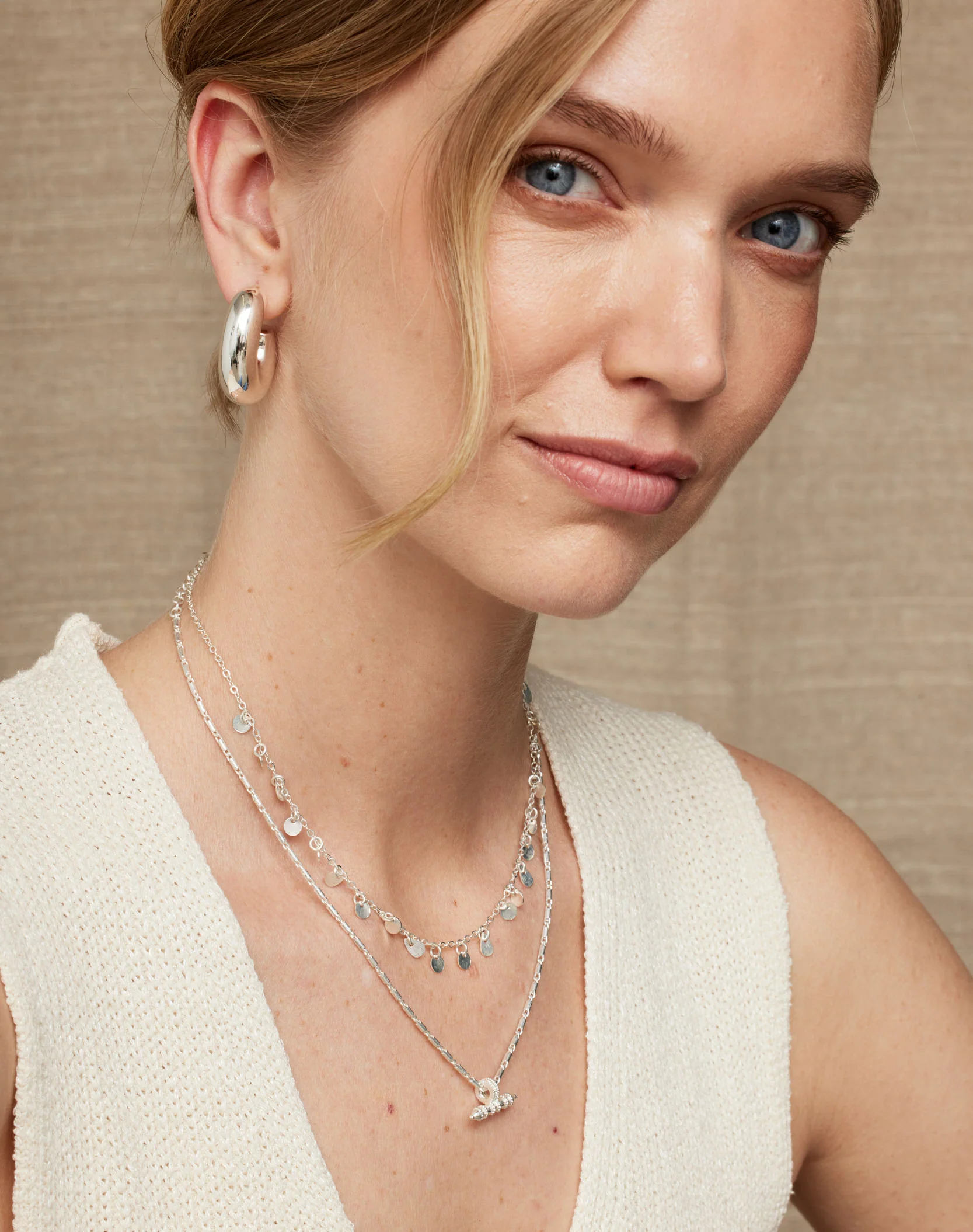 Casey Silver Hoop Earrings - Image 3
