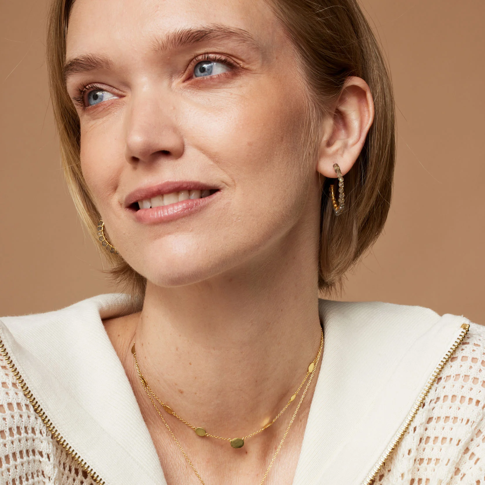 Cleo Hoop Earrings Labradorite - Image 3