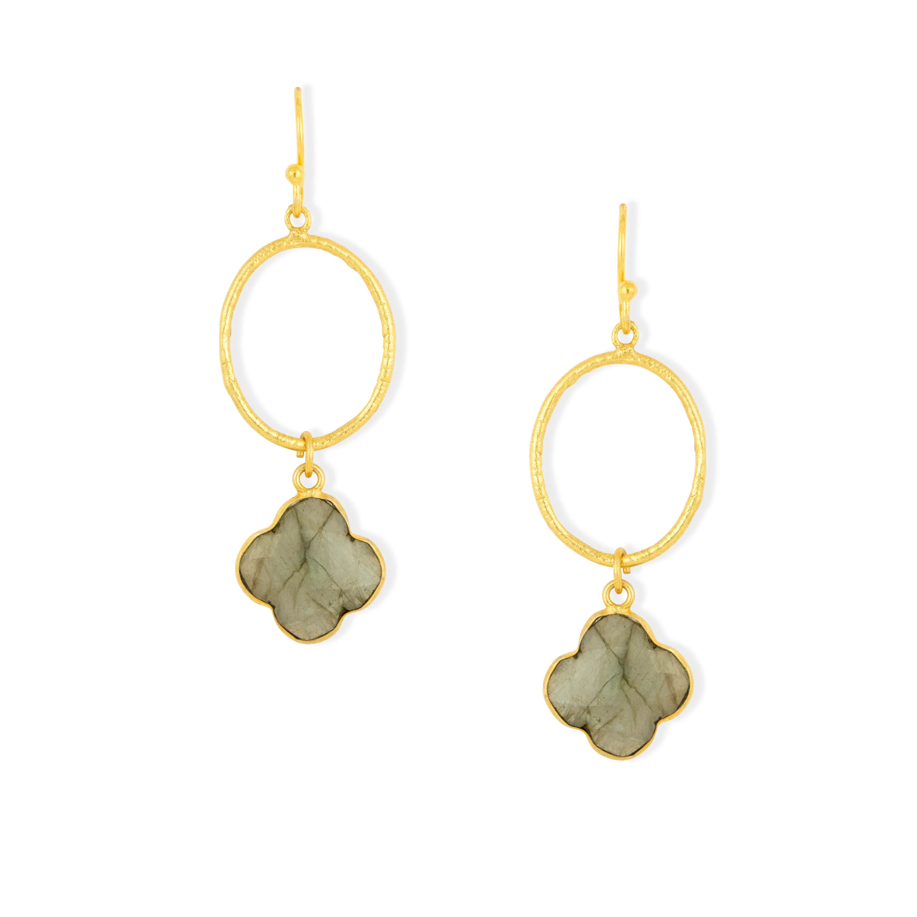 Clover Labradorite Hoop Earrings