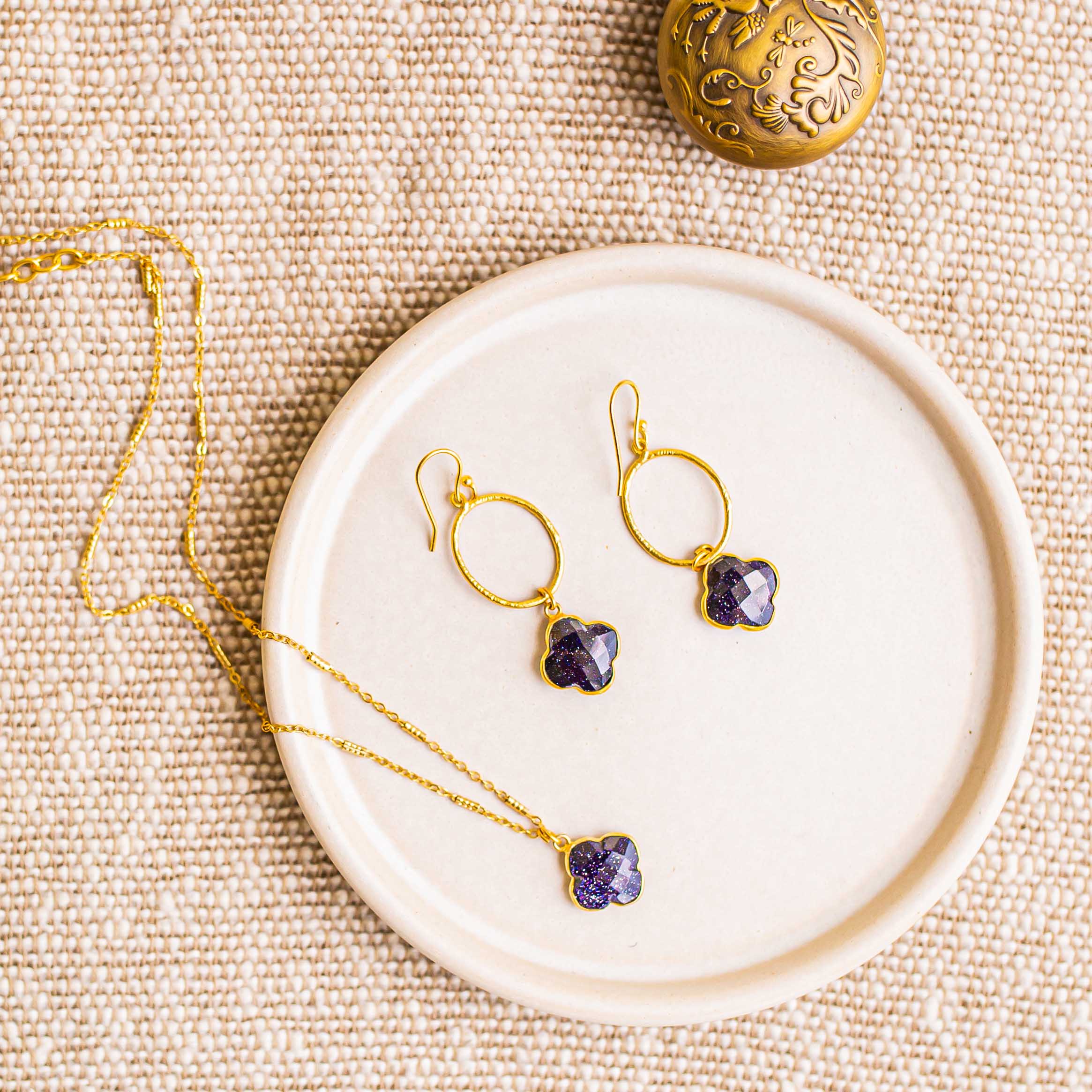 Clover Navy Sunstone Necklace - Image 3