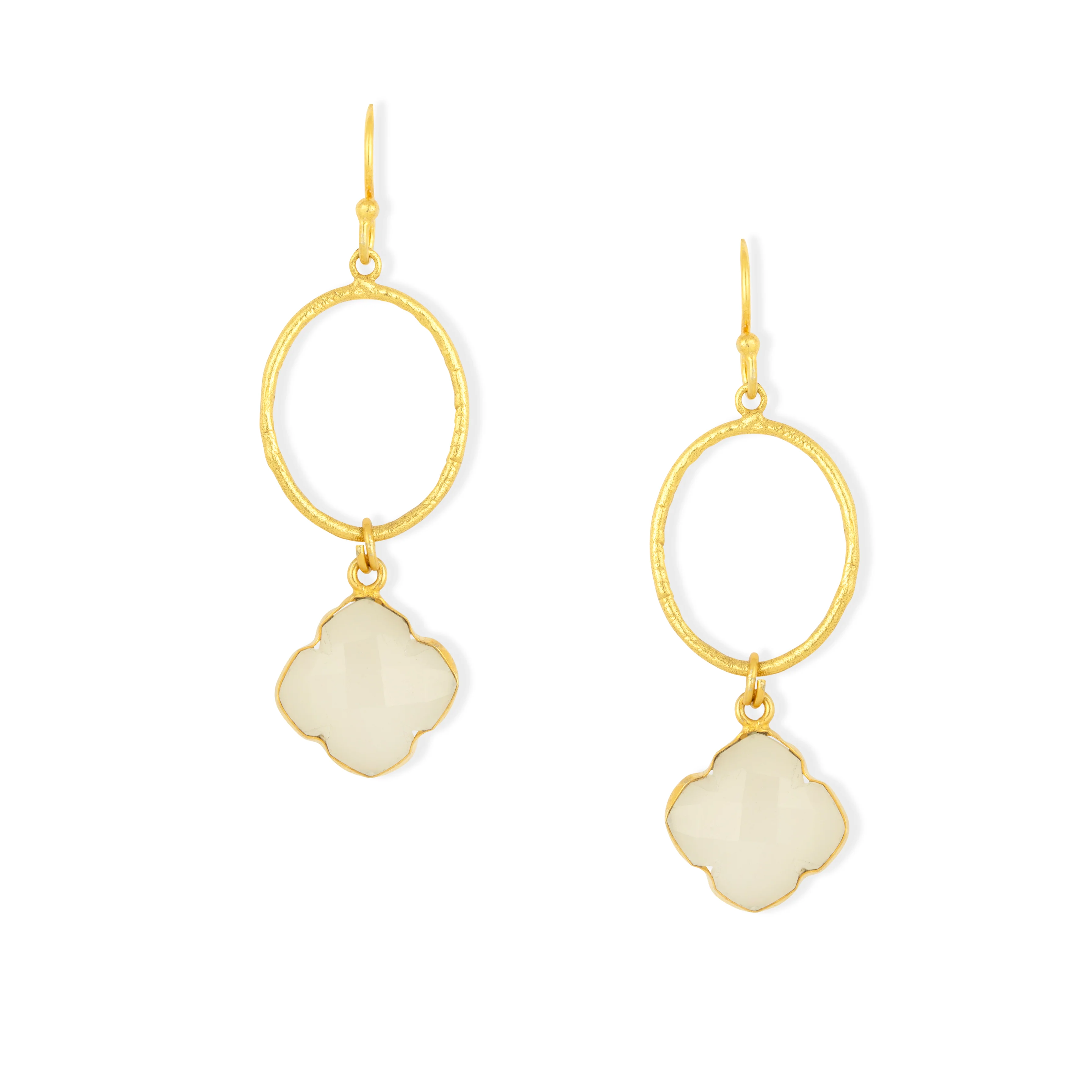Clover Hoop Earrings White