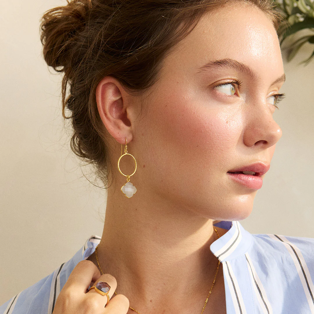Clover Hoop Earrings White - Image 2