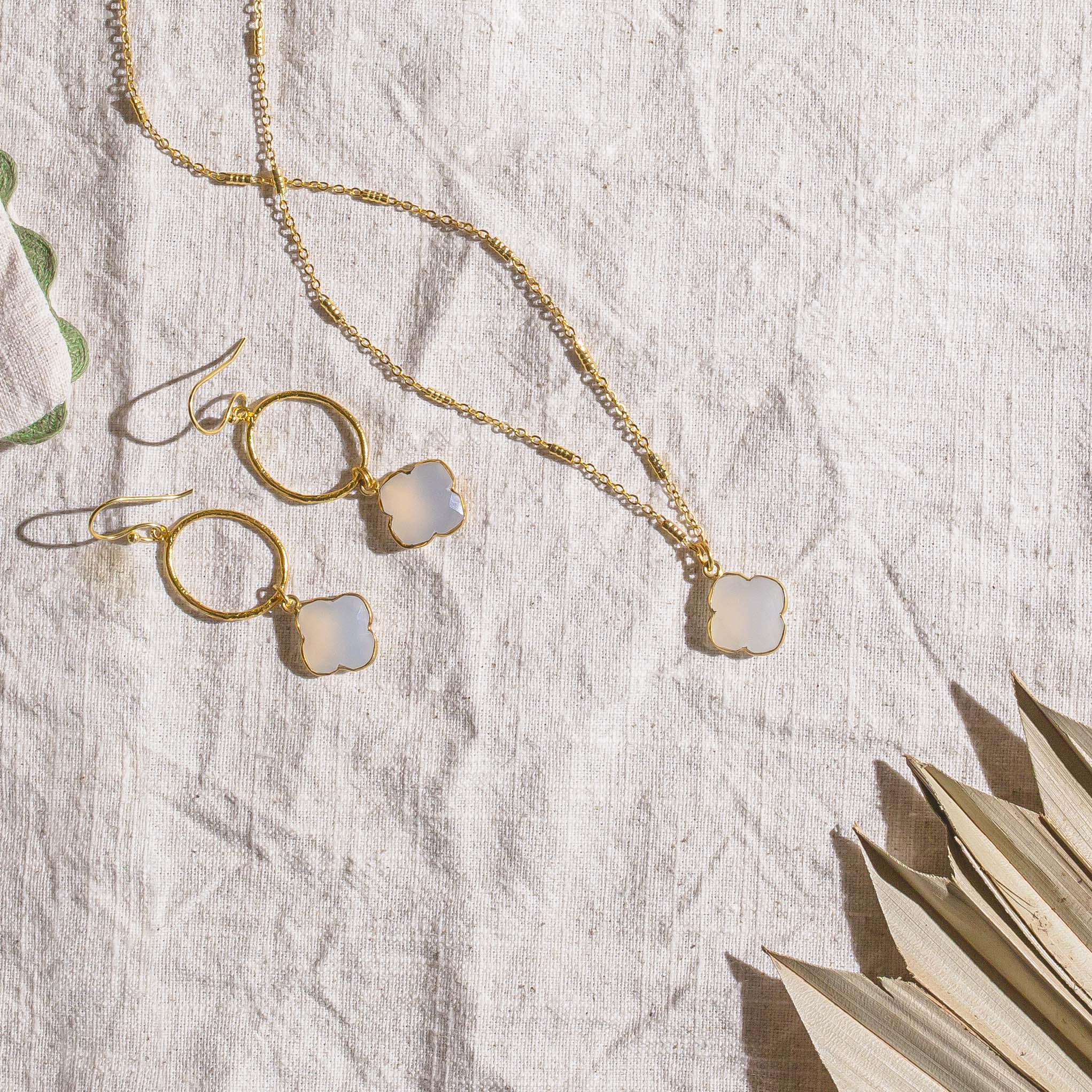 Clover White Chalcedony Necklace - Image 4