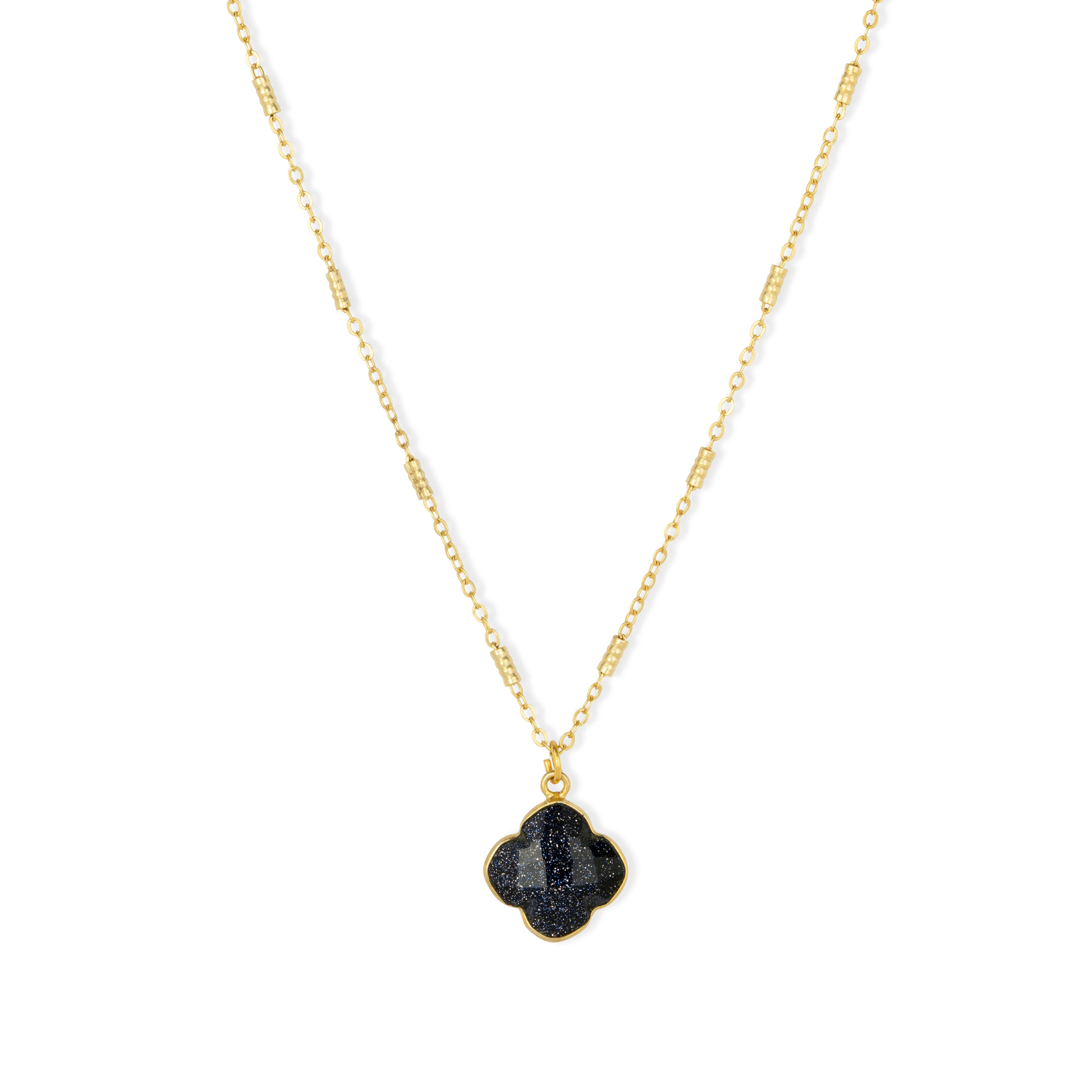 Clover Navy Sunstone Necklace