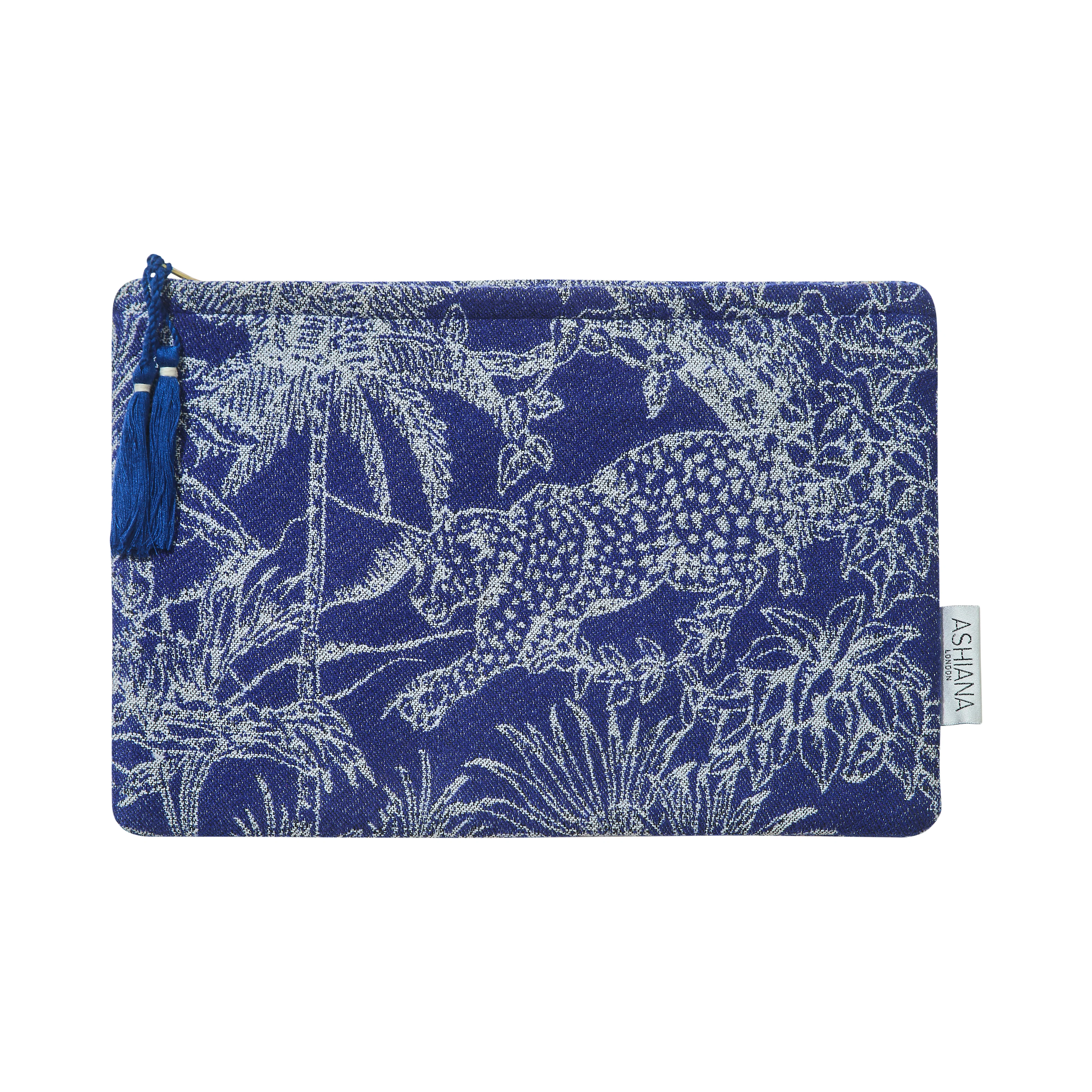 Cobalt Blue Jungle Pattern Pouch