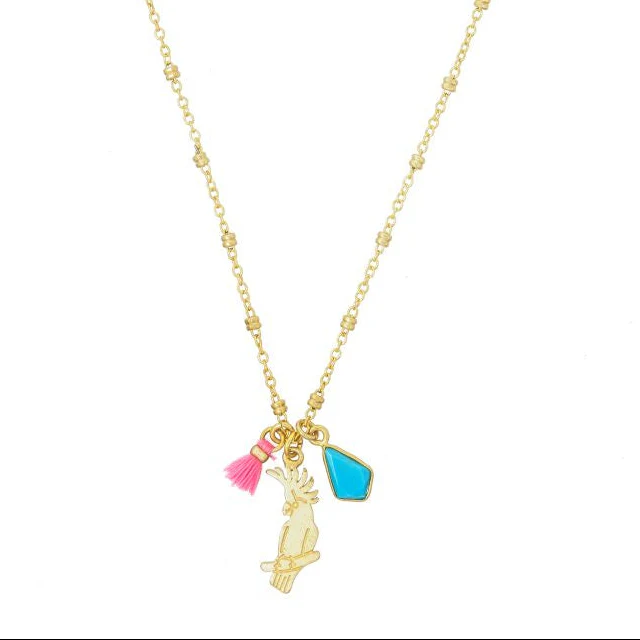 Cockatoo Charm Necklace Turquoise