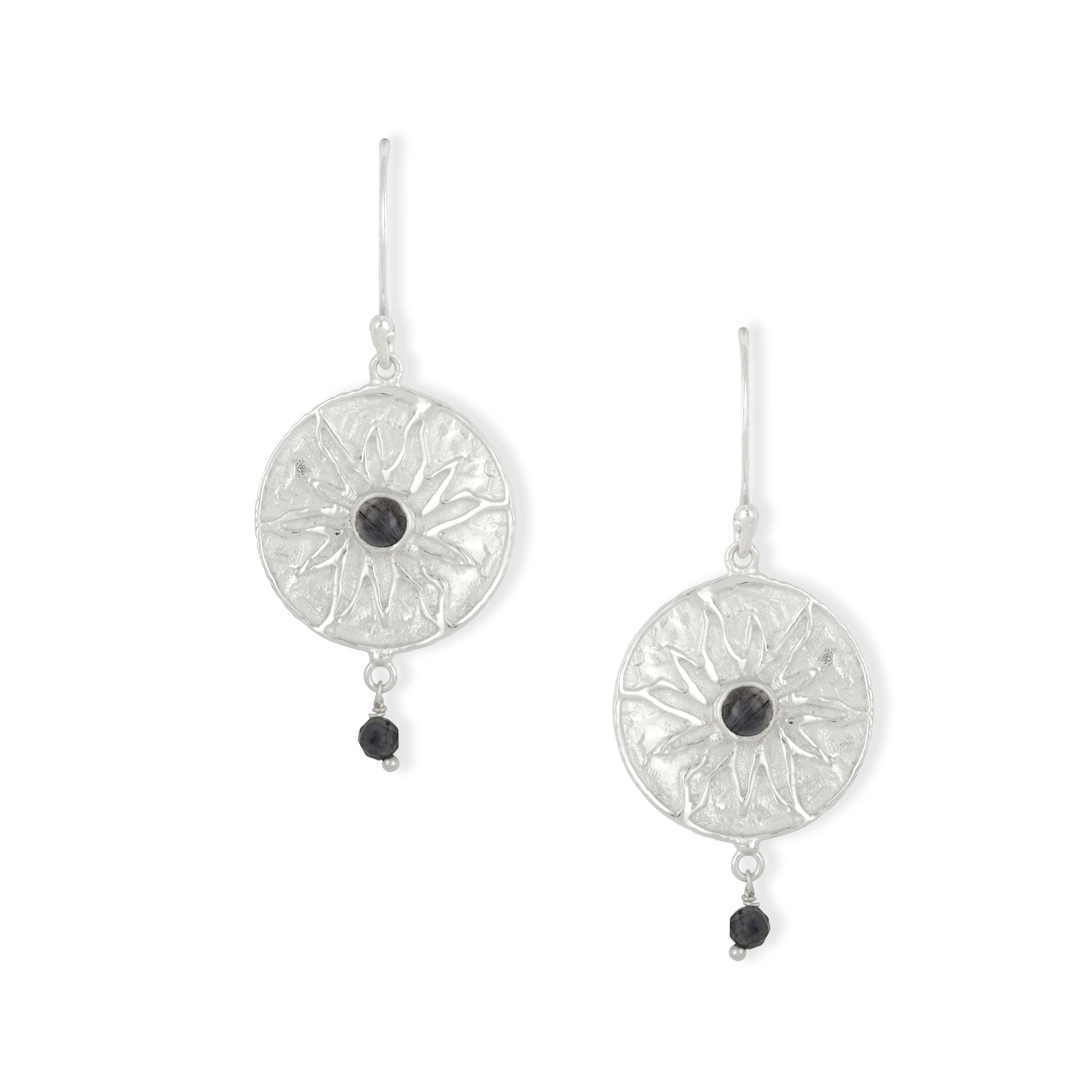 Corfu Silver Sunburst Earrings