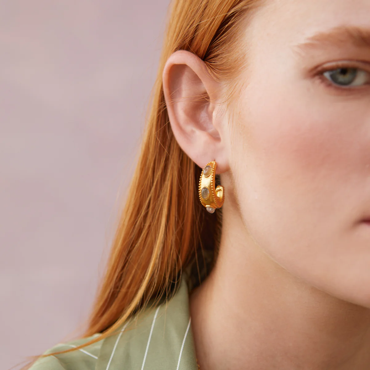Daphne Labradorite Hoop Earrings - Image 3