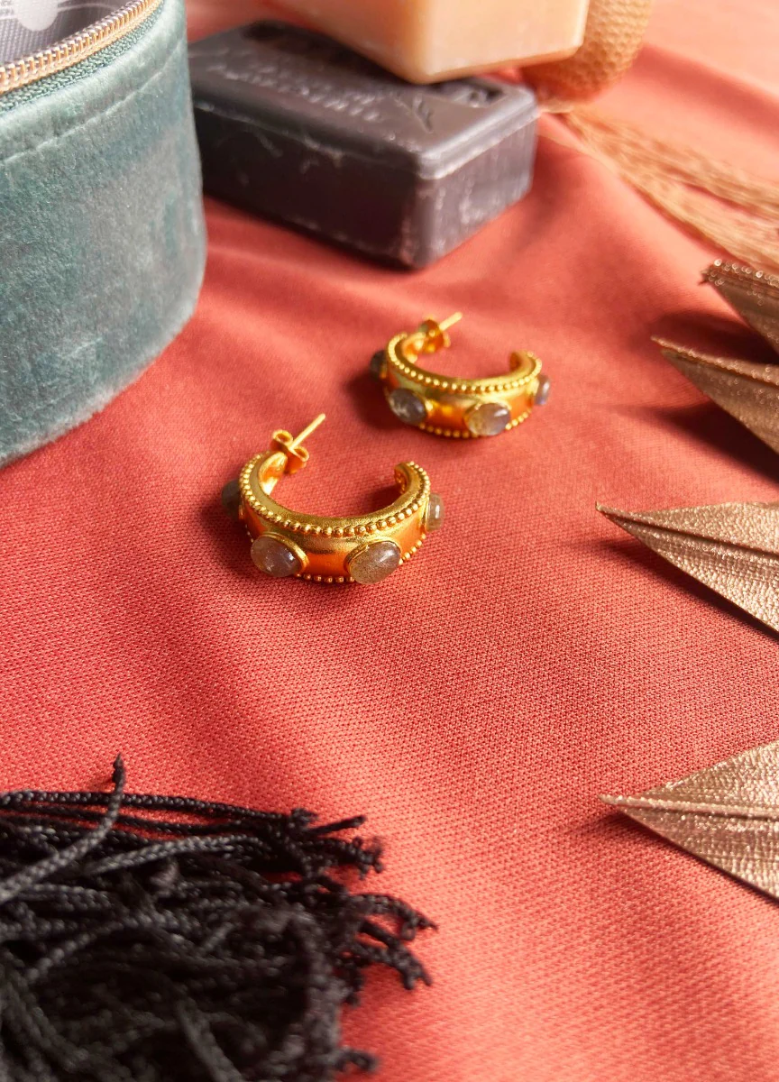 Daphne Labradorite Hoop Earrings - Image 4