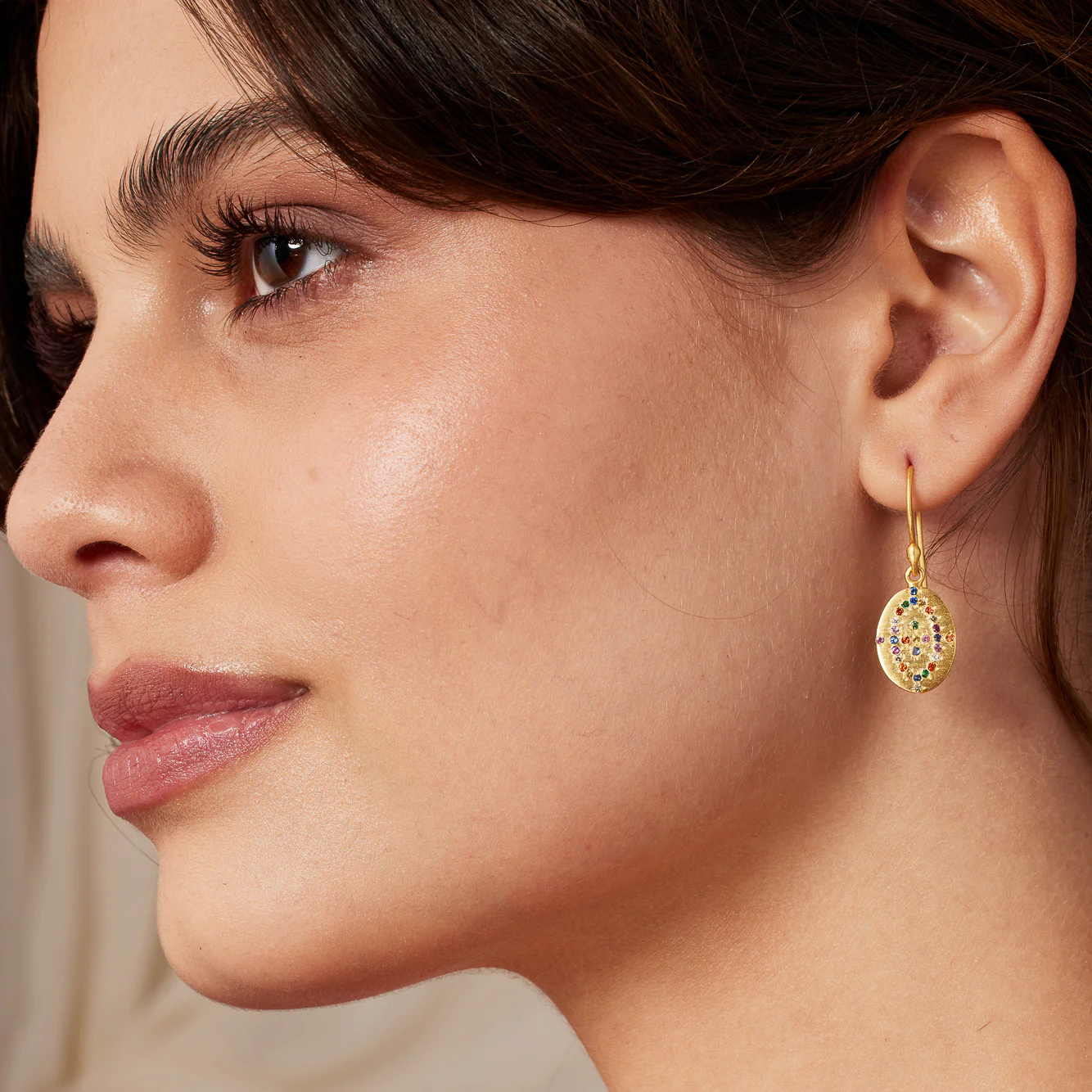 Demi Rainbow Crystal Gold Drop Earrings - Image 3