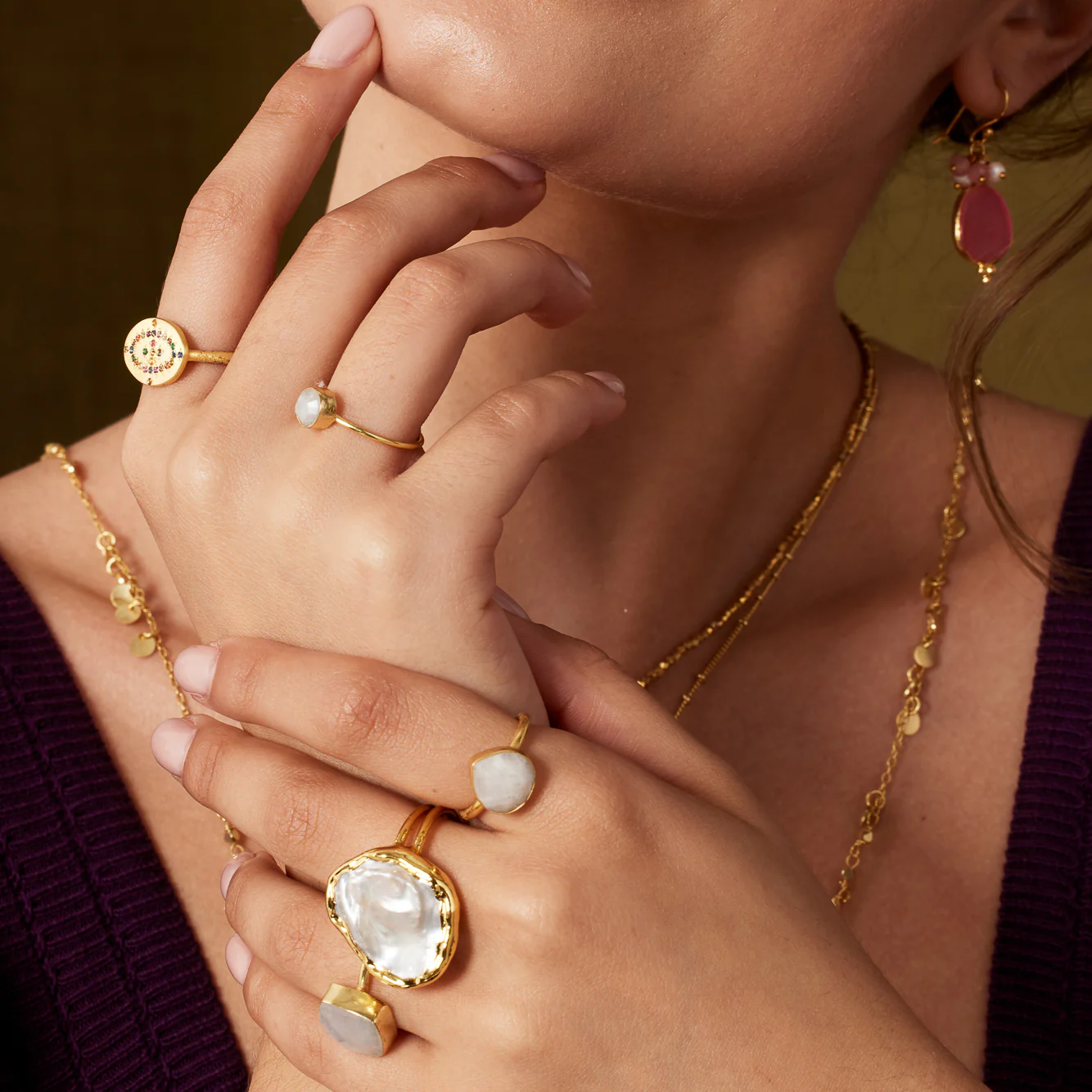 Demi Rainbow Crystal Signet Ring - Image 3
