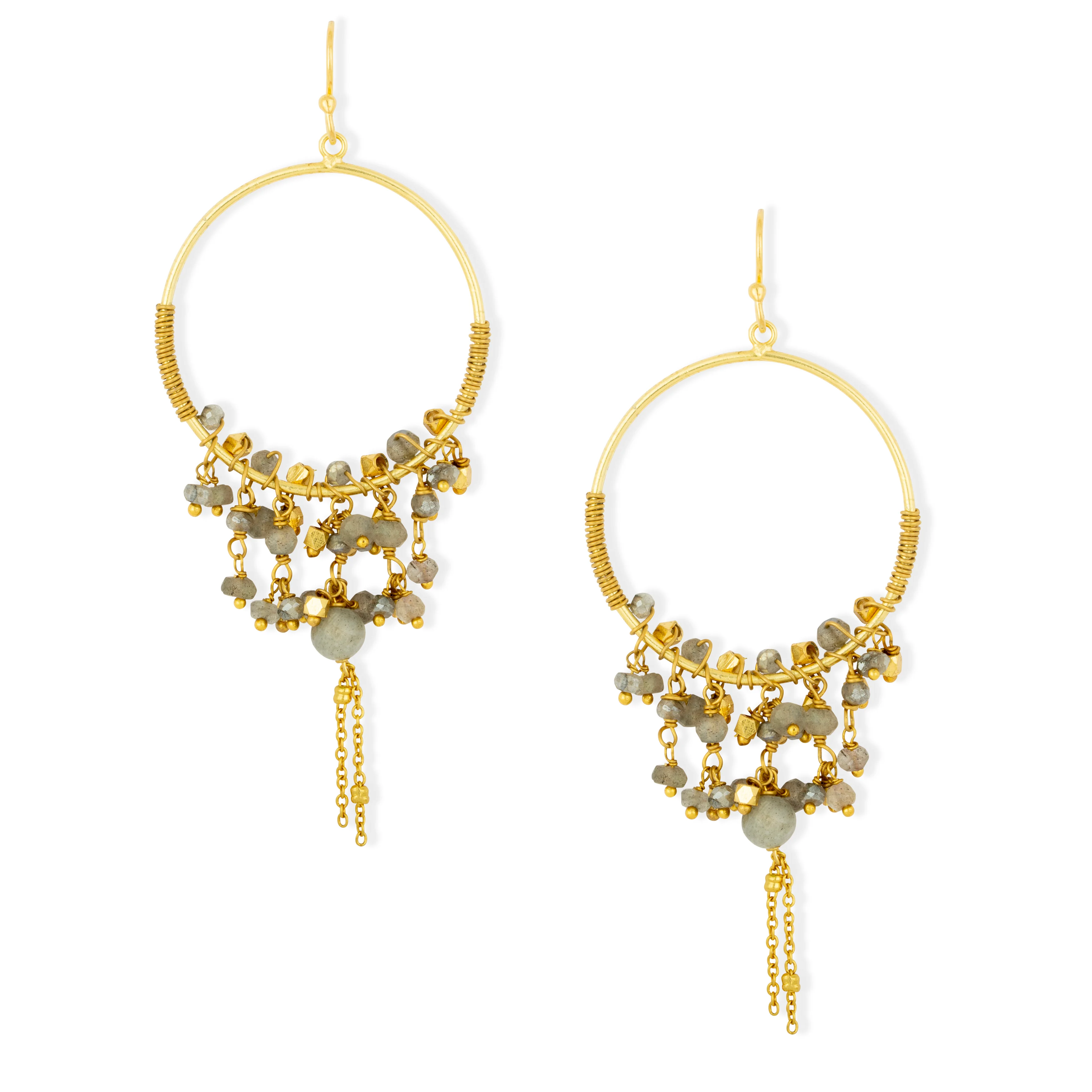 Destin Labradorite Charm Hoop Earrings