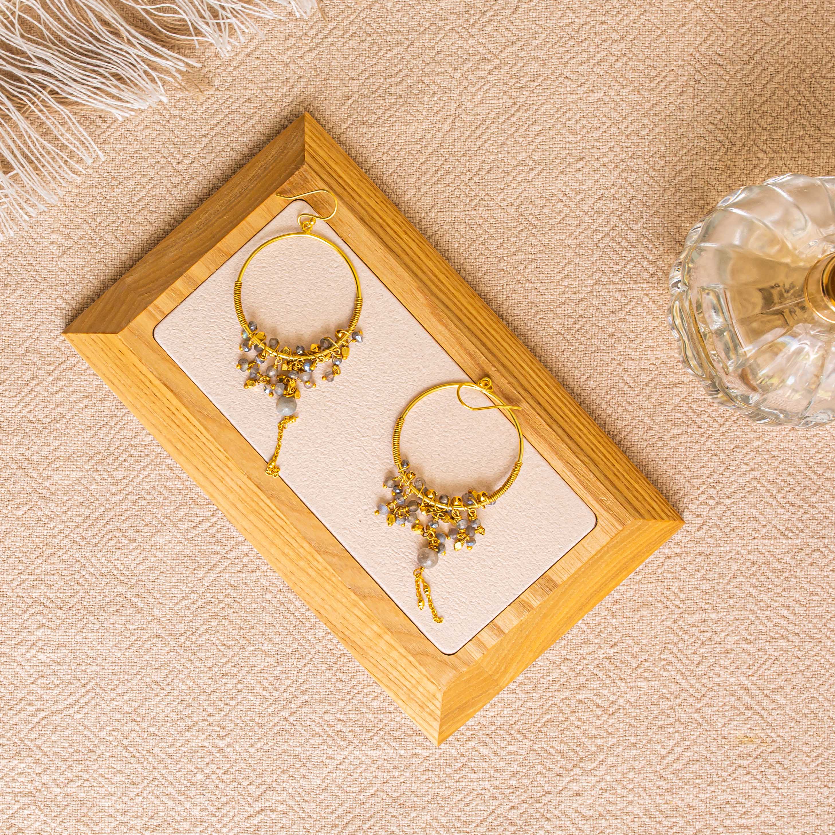 Destin Labradorite Charm Hoop Earrings - Image 2