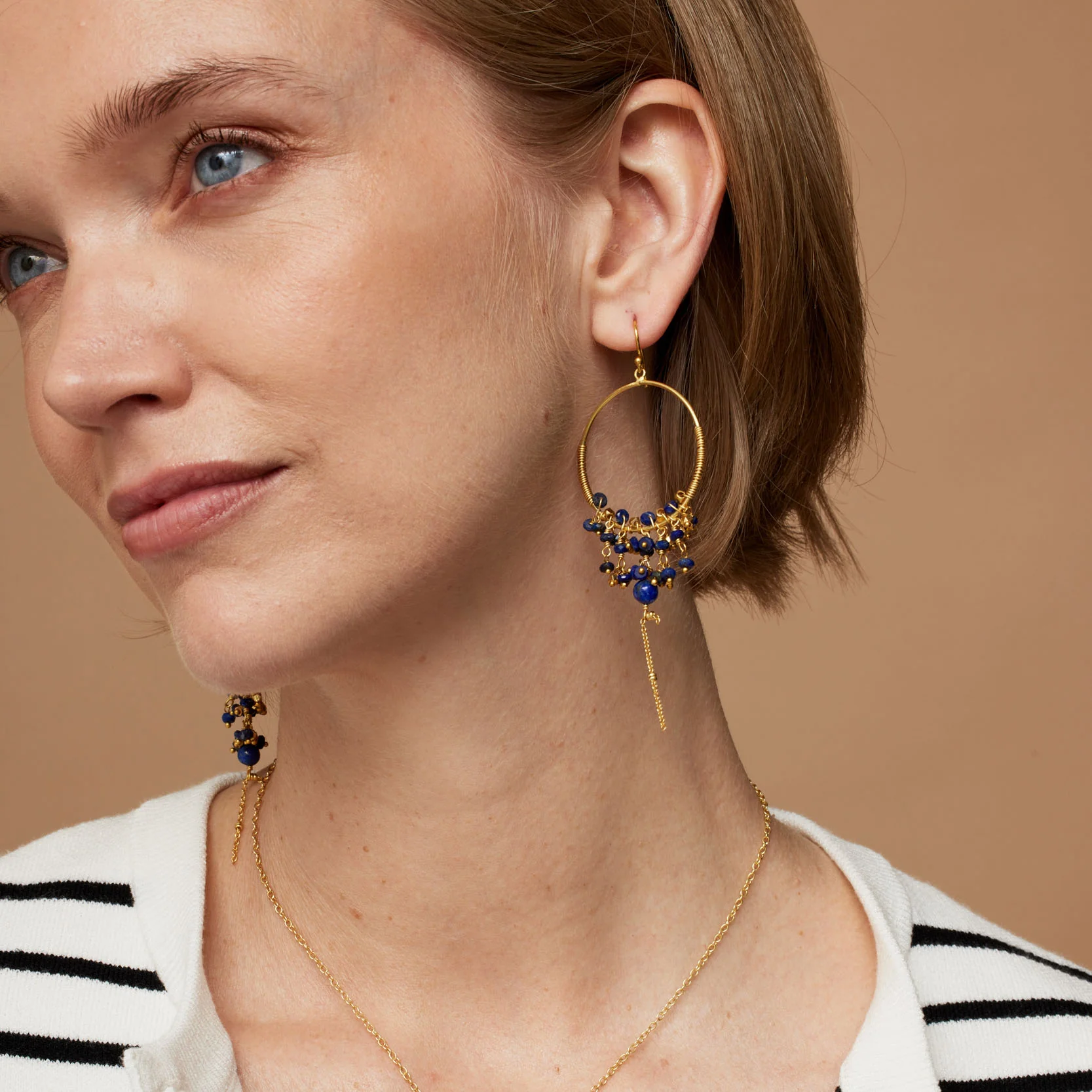 Destin Navy Charm Hoop Earrings - Image 2